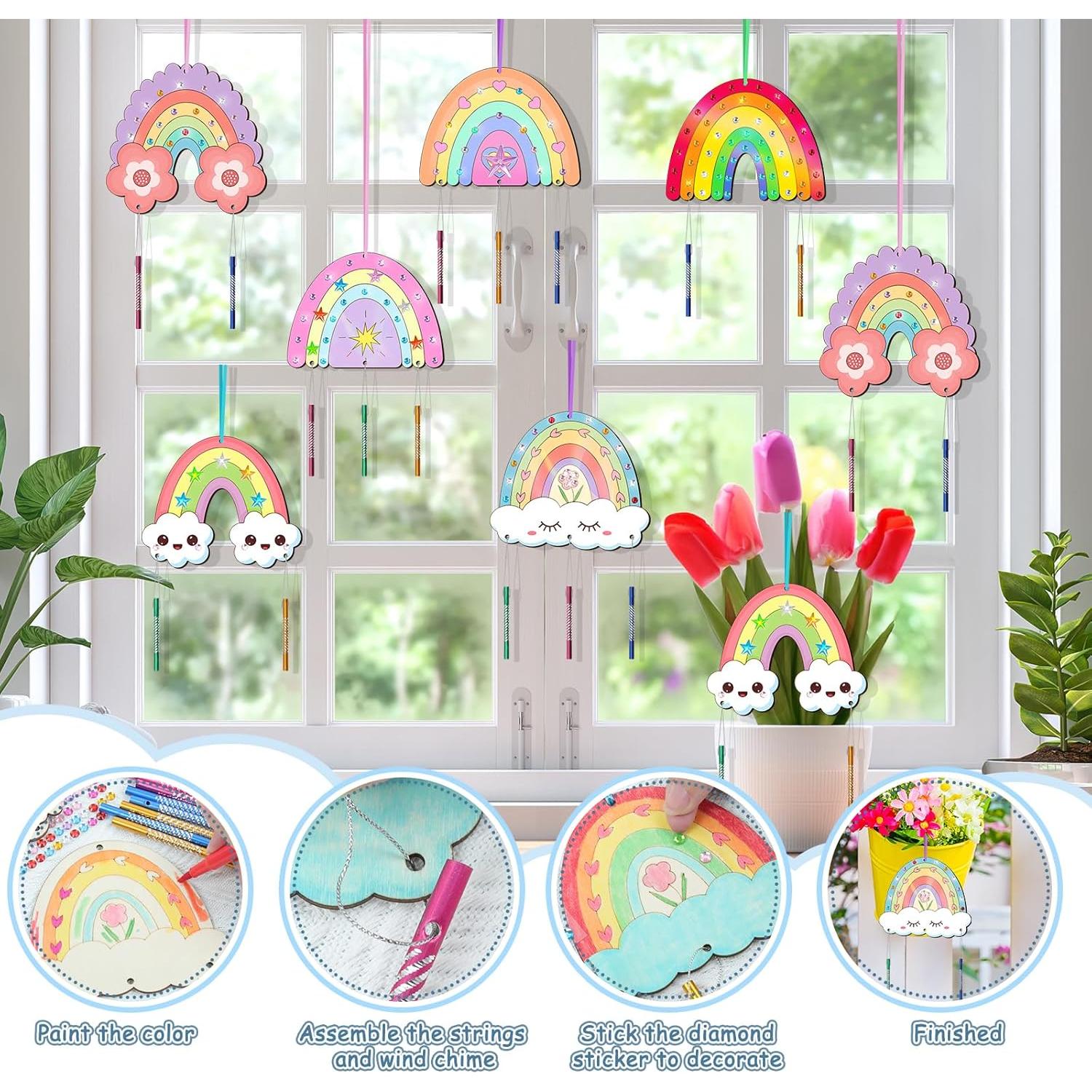 Kit de Campanas de Viento DIY TREACLUB - 12 Piezas Arcoíris