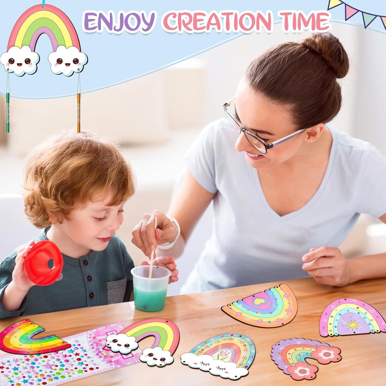 Kit de Campanas de Viento DIY TREACLUB - 12 Piezas Arcoíris