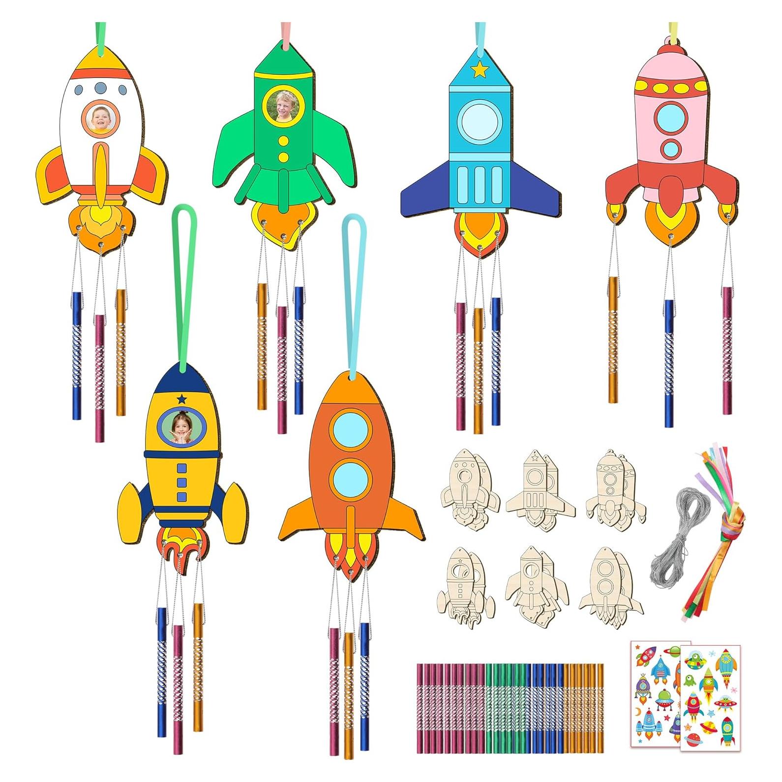 Kit de Campana de Viento DIY TREACLUB Cohete 12 Piezas