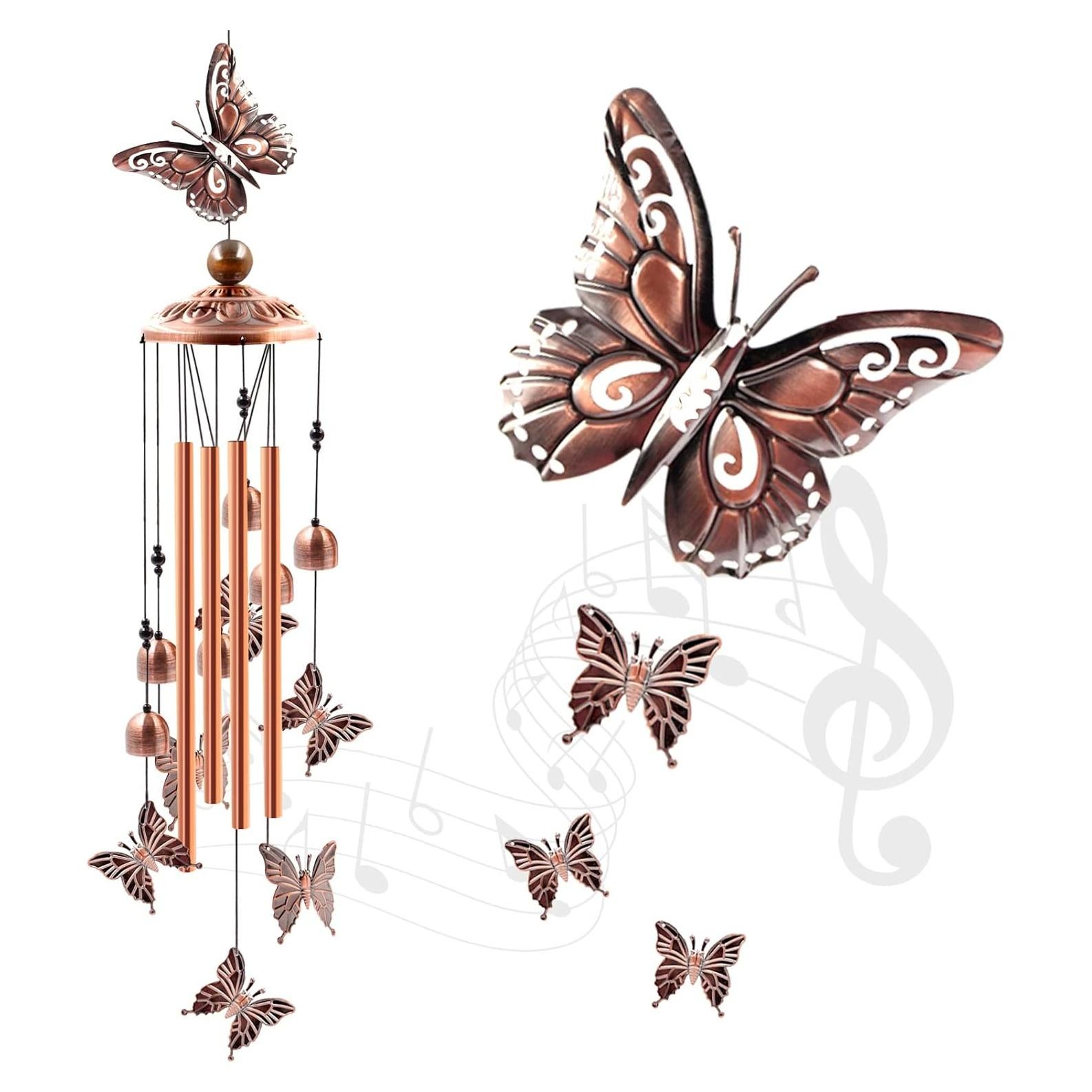 Campana de Viento de Aluminio Ukulork con Mariposas 85cm