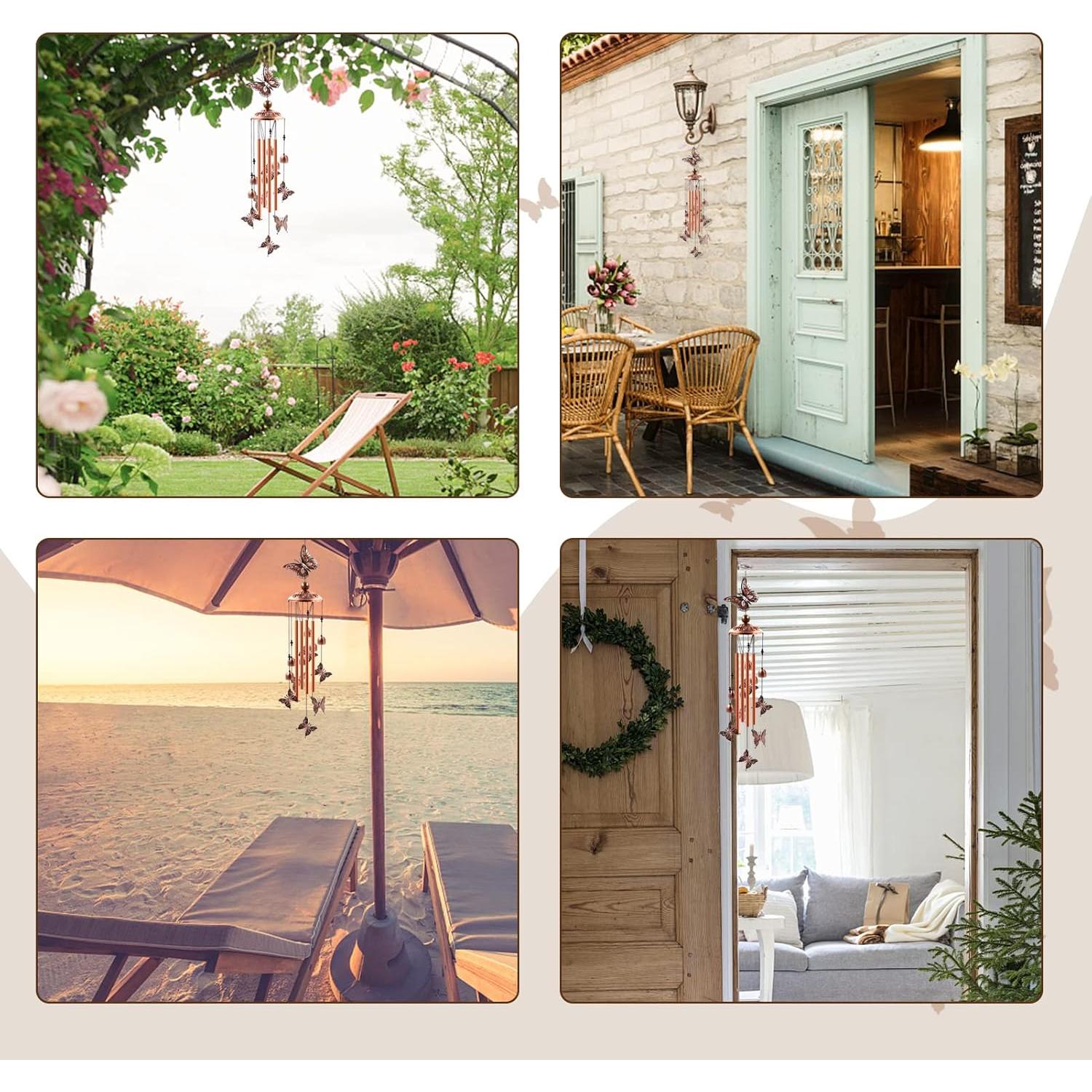 Campana de Viento de Aluminio Ukulork con Mariposas 85cm