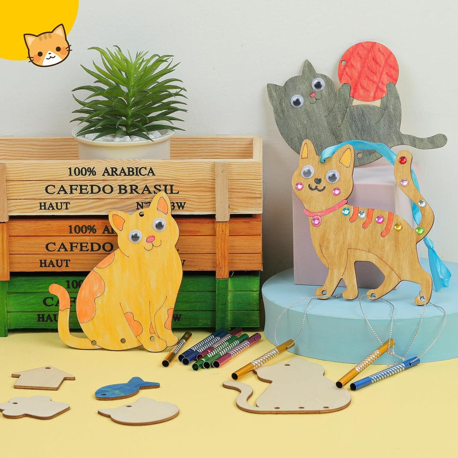 Kit de Campana de Viento TREACLUB para Niños - 12 Piezas de Madera