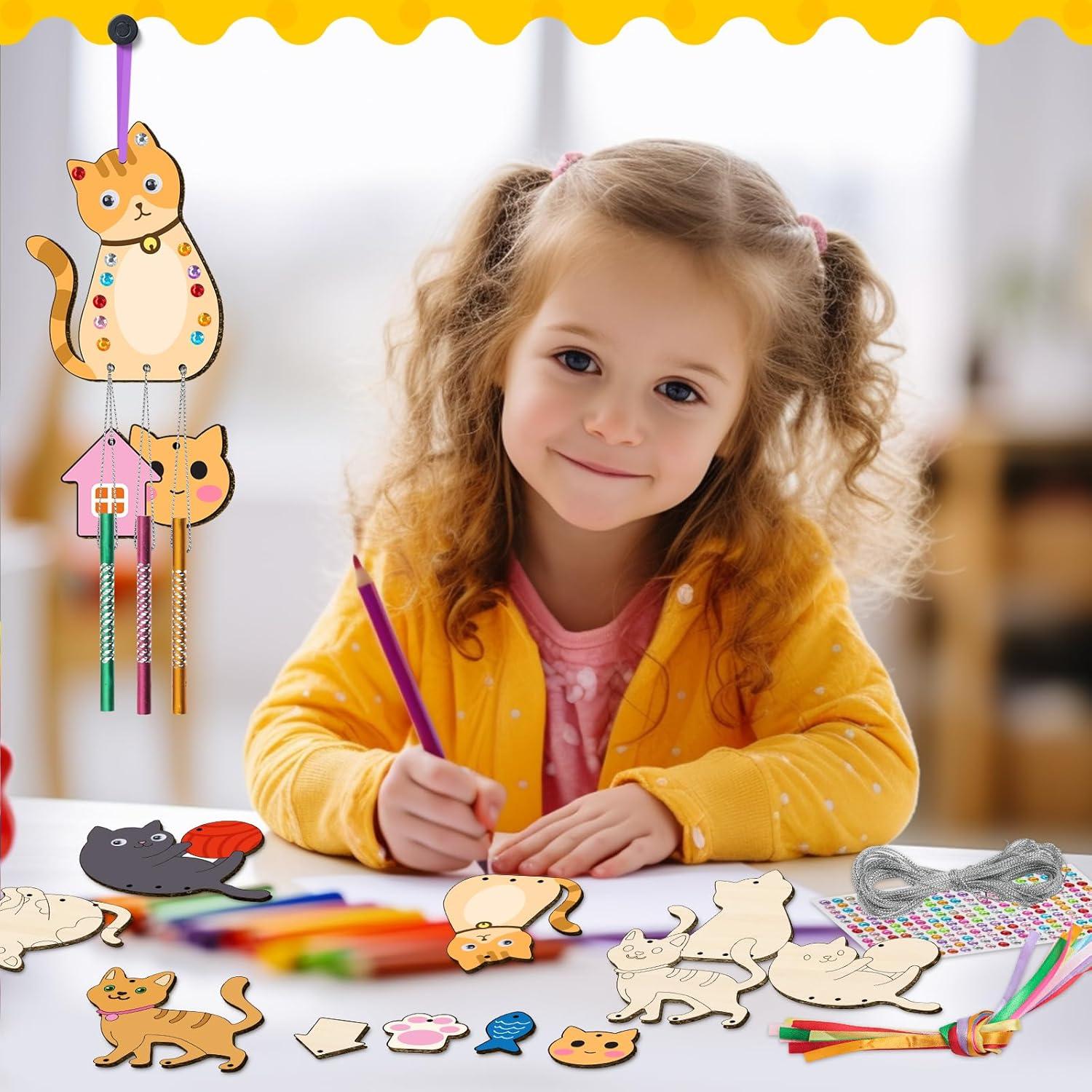 Kit de Campana de Viento TREACLUB para Niños - 12 Piezas de Madera