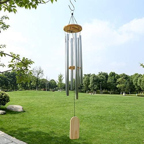 Campana de Viento Fengzhiyin 6 Tubos Metálicos 65cm Plateada