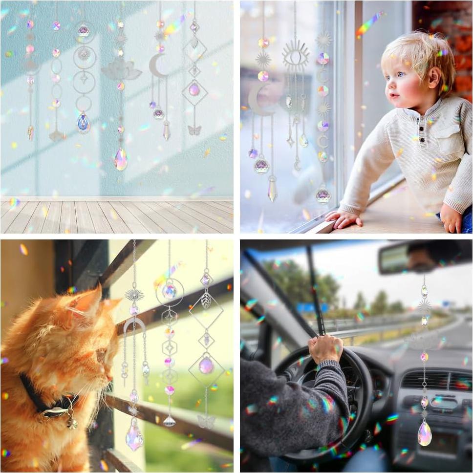 Kit de 10 Atrapa Rayos de Sol de Cristal Worgree - Decoración Interior y Exterior