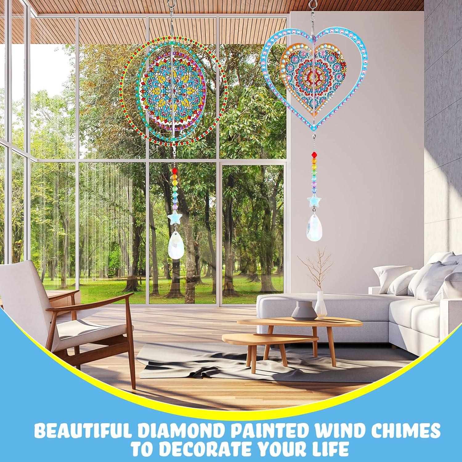 Campana de Viento 3D Queekay Corazón Acrílico 15 cm