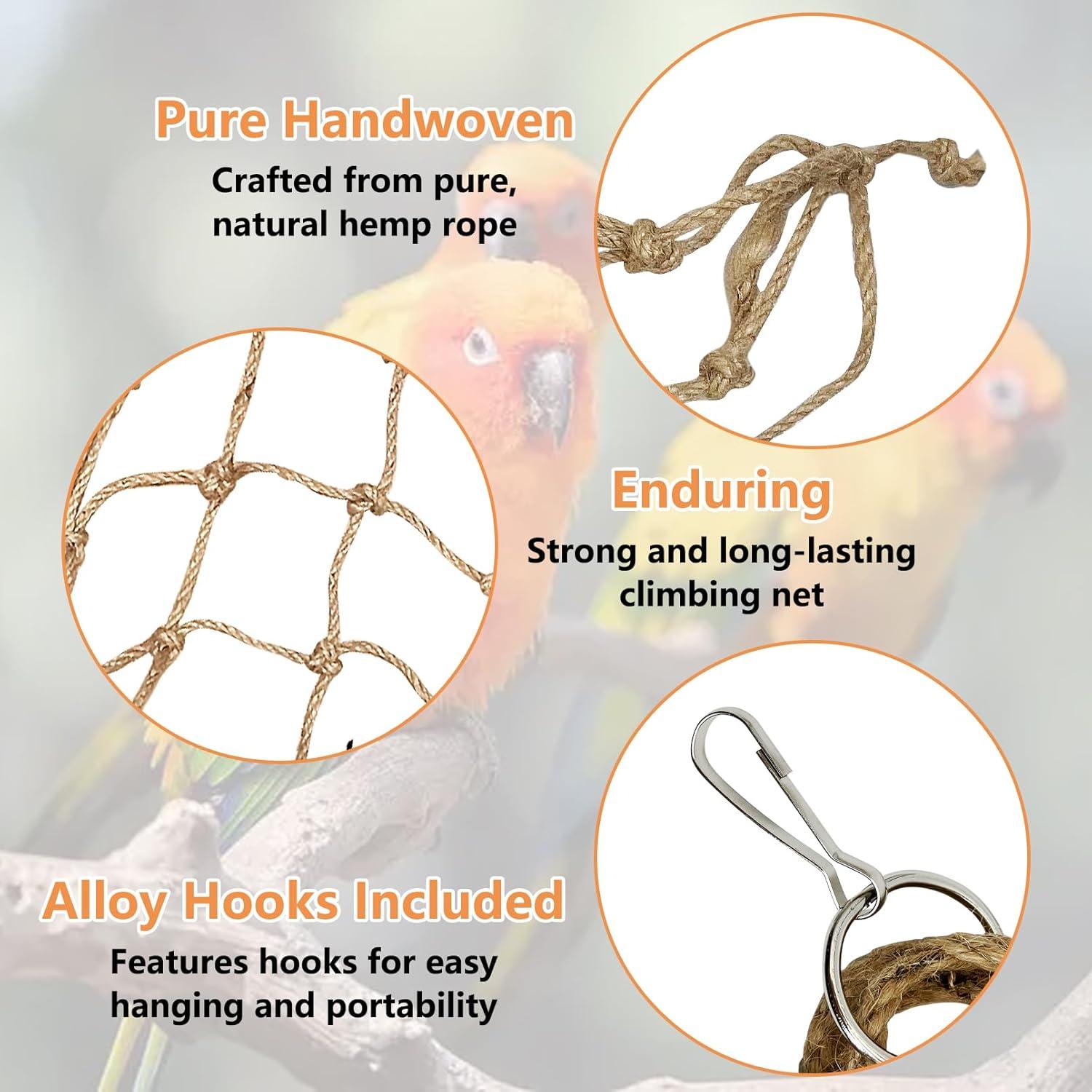 Red de Escalada para Aves Tfwadmx 61x61cm - Juguete Colgante