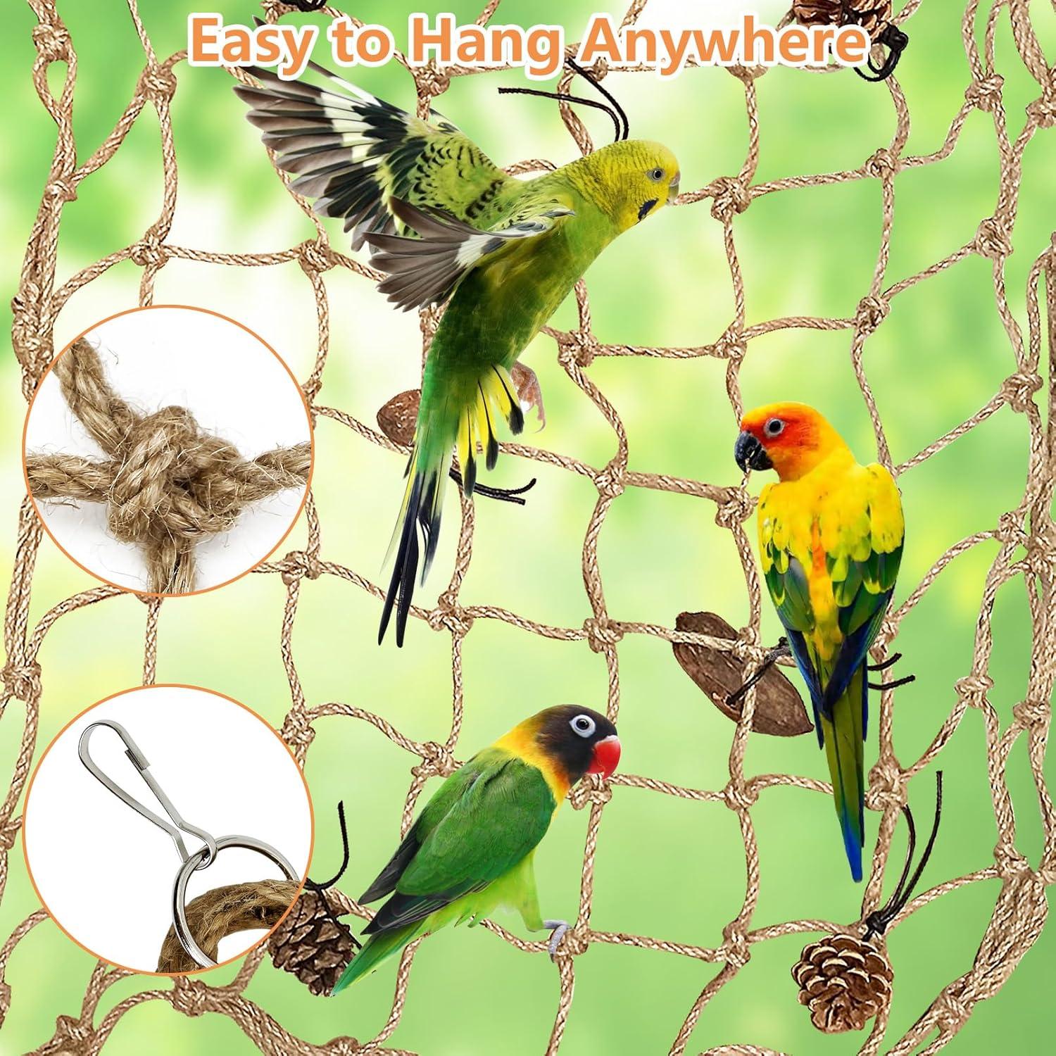 Red de Escalada para Aves Tfwadmx 61x61cm - Juguete Colgante