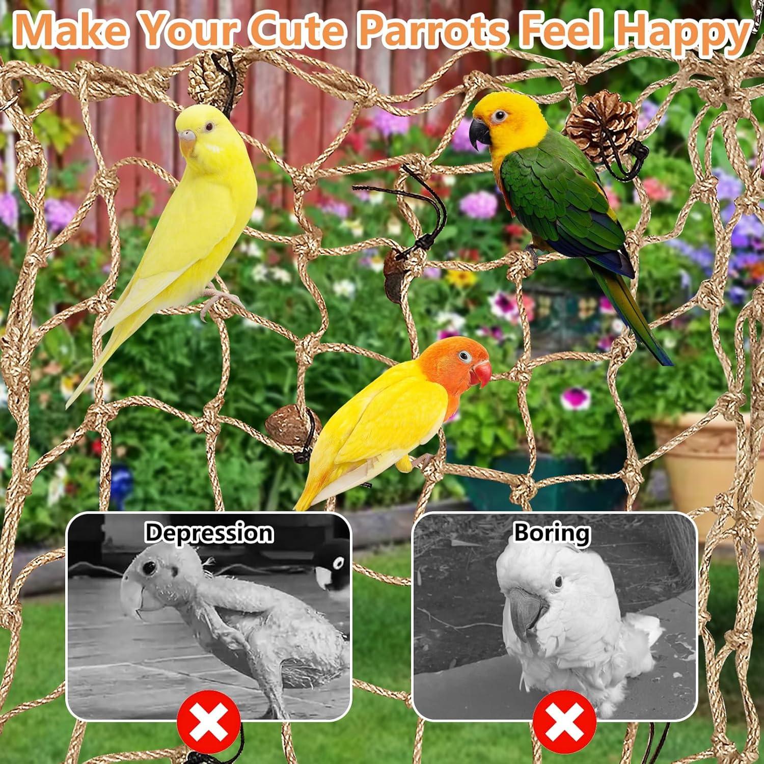 Red de Escalada para Aves Tfwadmx 61x61cm - Juguete Colgante