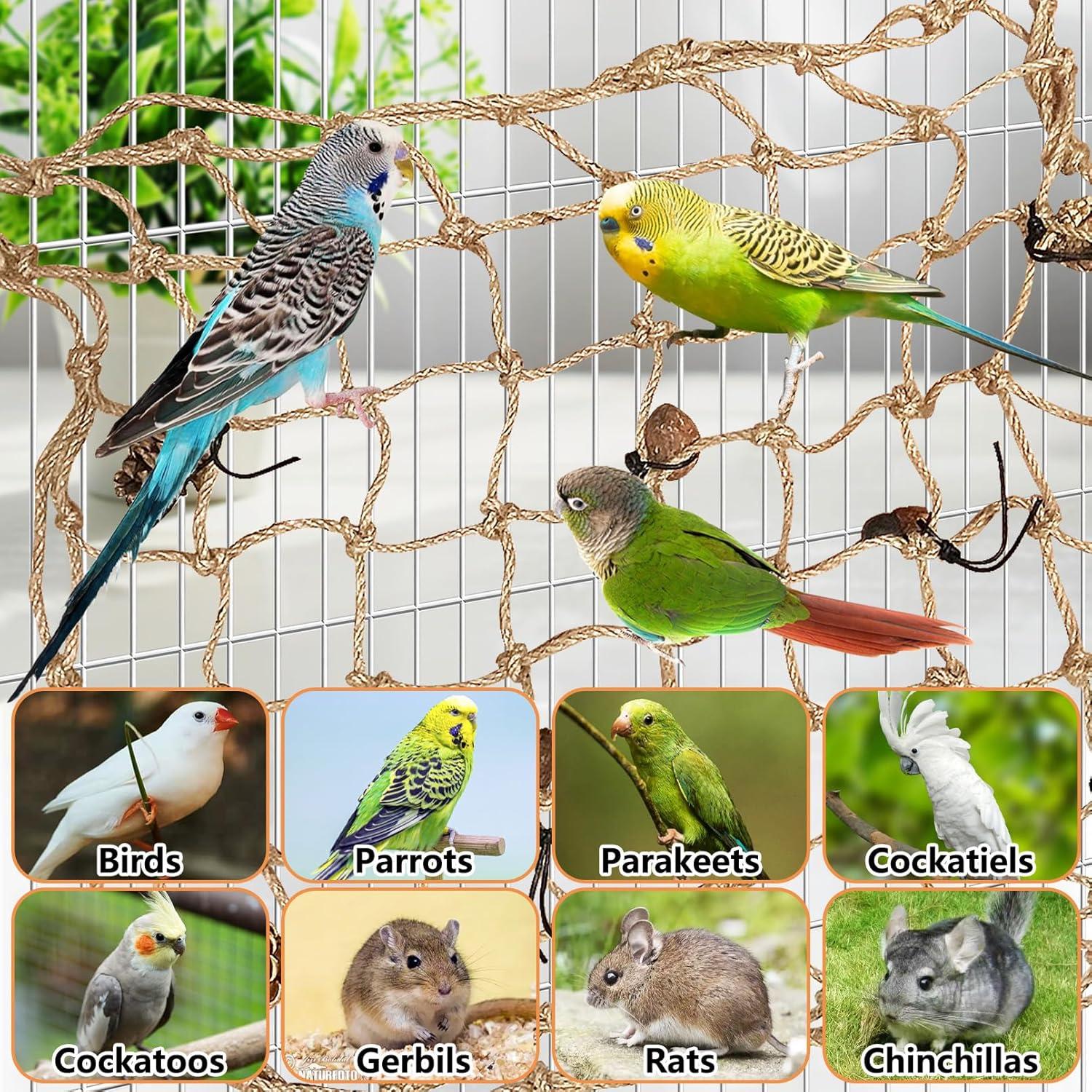 Red de Escalada para Aves Tfwadmx 61x61cm - Juguete Colgante