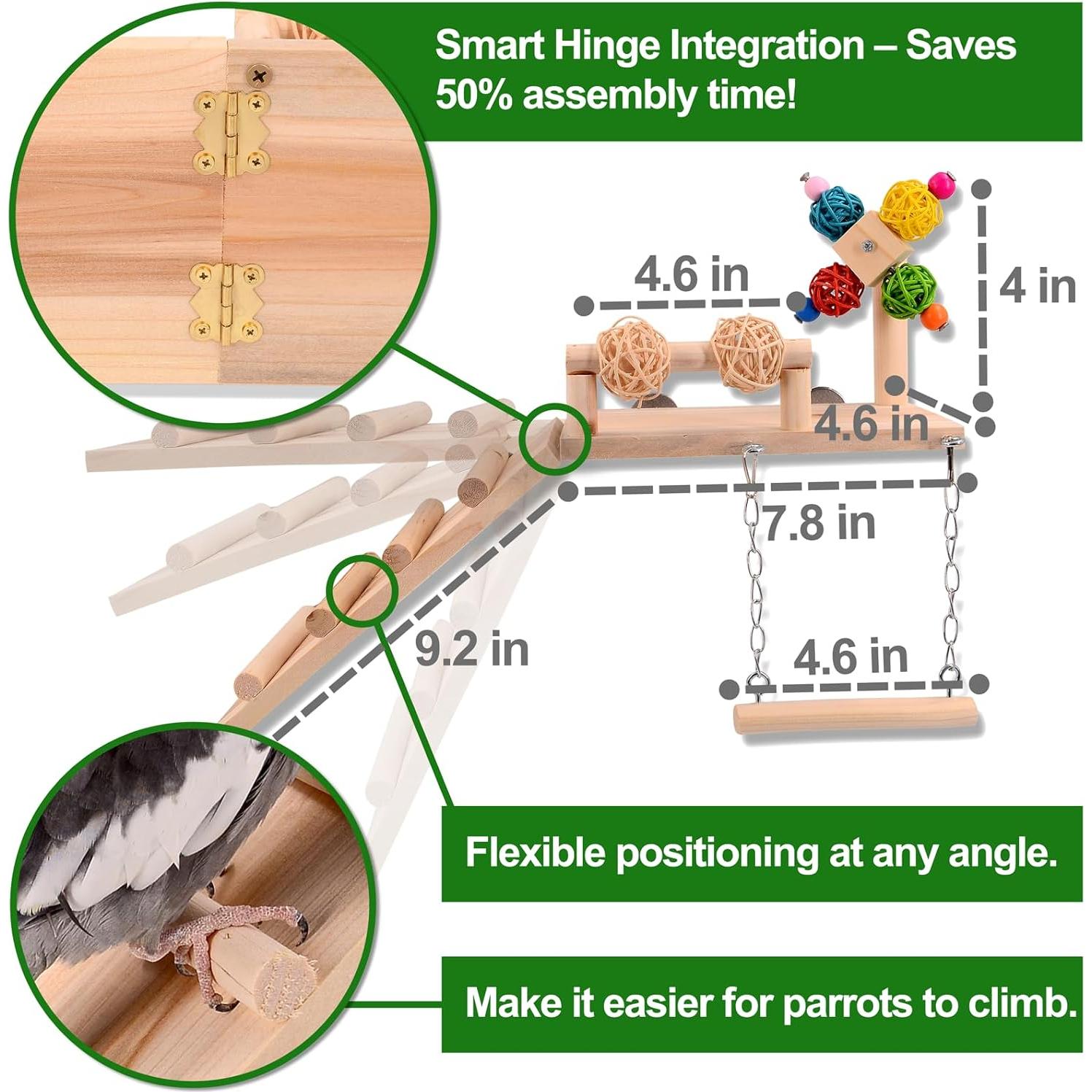 Percha para Aves BRSLAIF 4 en 1 - Juguete de Madera para Jaula