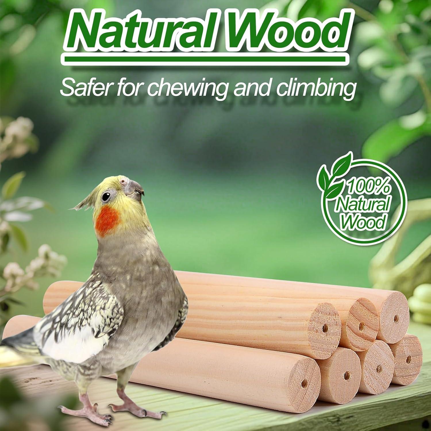 Percha para Aves BRSLAIF 4 en 1 - Juguete de Madera para Jaula