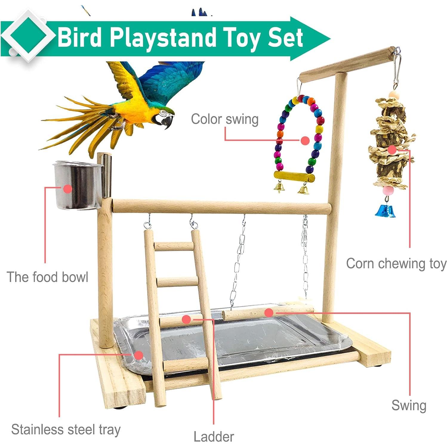 Parque de Aves Hamiledyi Percha de Madera Natural 35.5x22.9cm