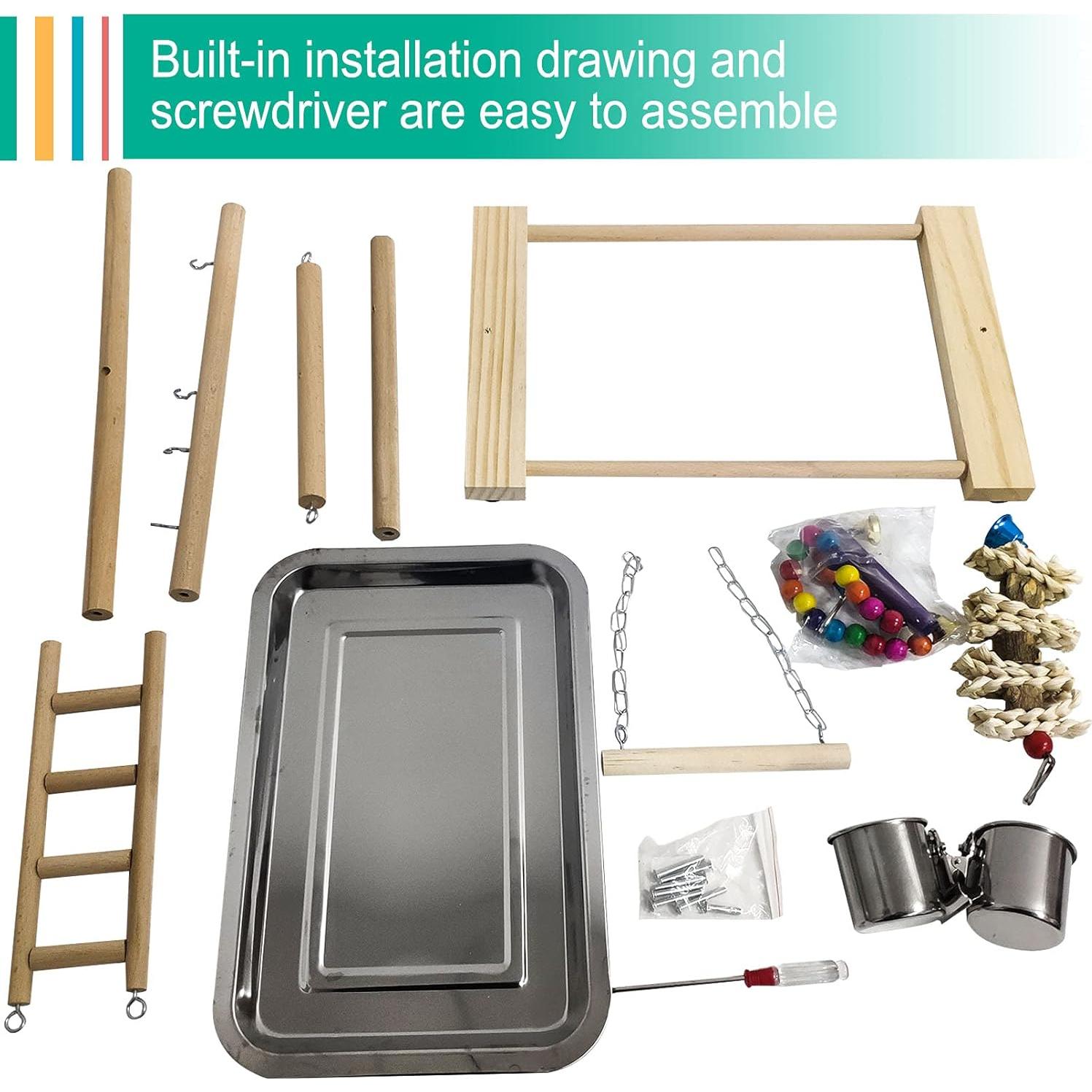 Parque de Aves Hamiledyi Percha de Madera Natural 35.5x22.9cm