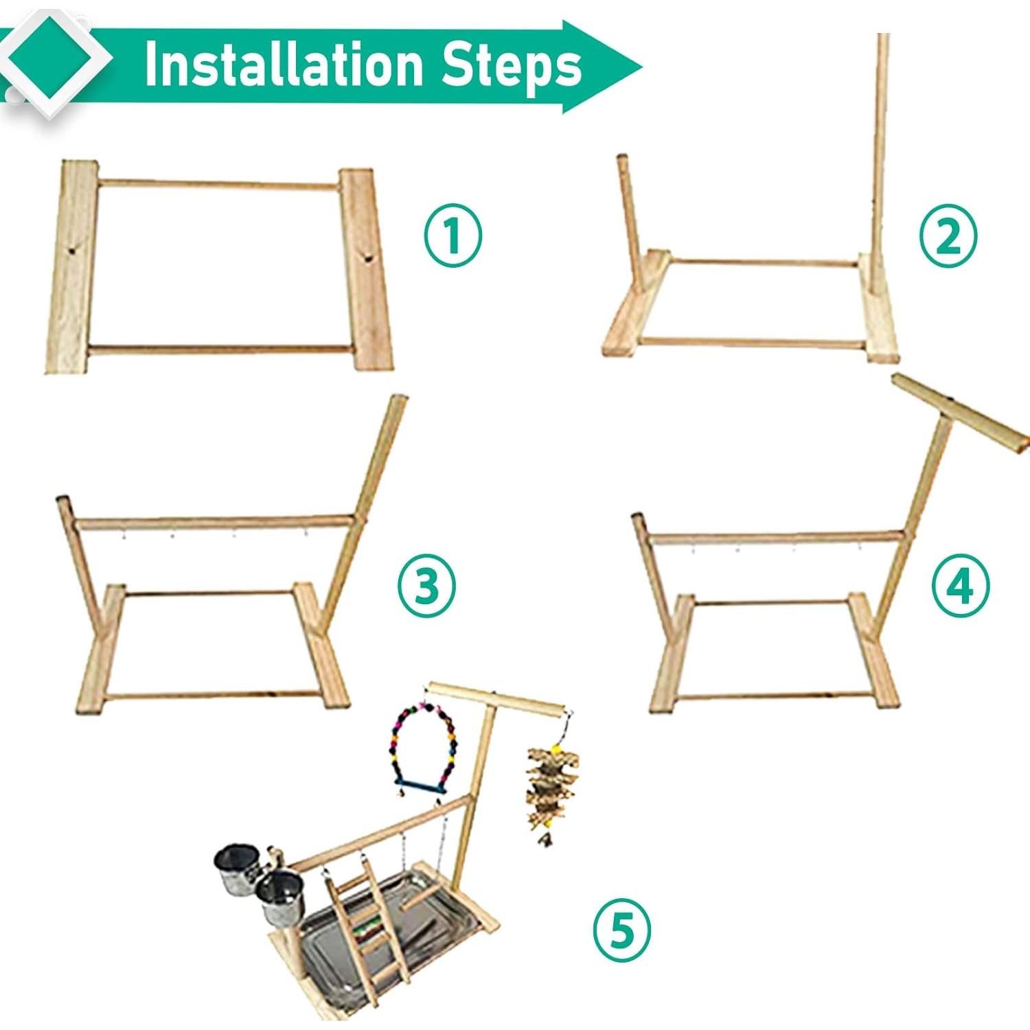 Parque de Aves Hamiledyi Percha de Madera Natural 35.5x22.9cm