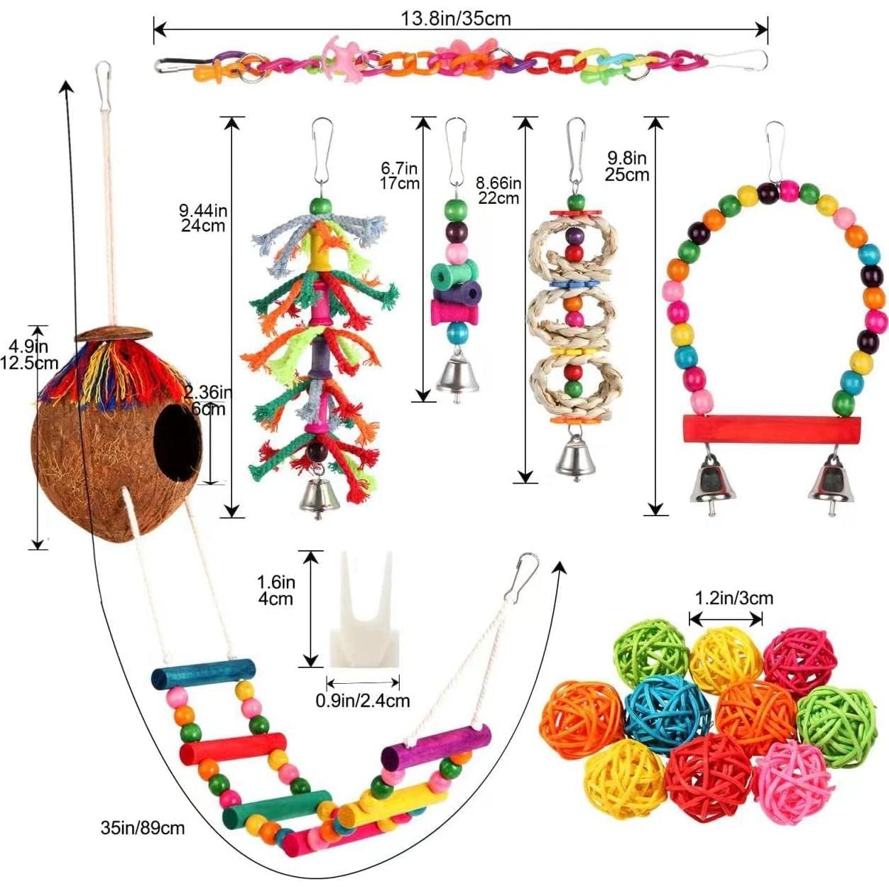 Juguetes para Aves YIXUND 17 Pcs Columpio y Escalera Coco