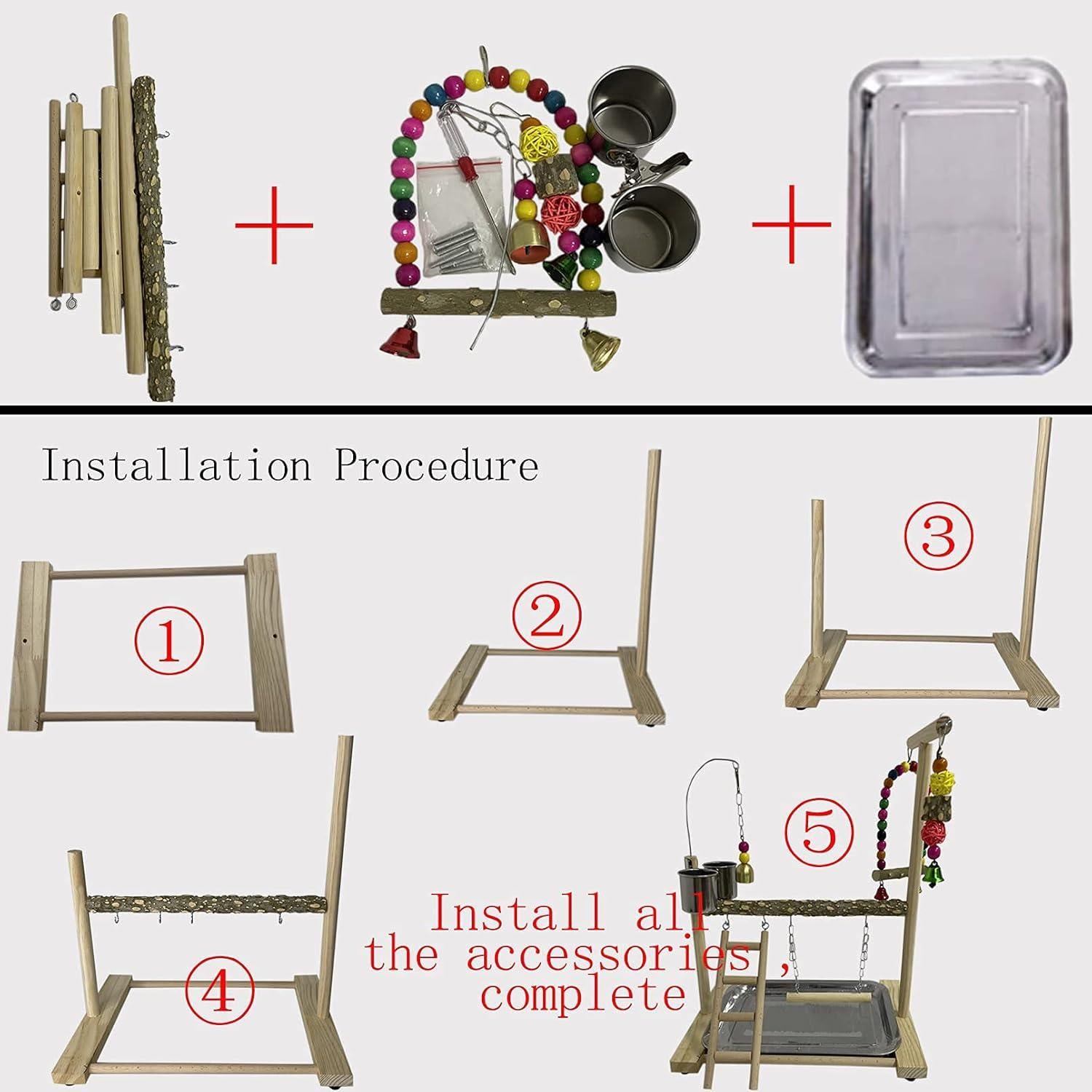 Parque de Aves Tfwadmx Soporte de Juego para Loros 36.4x24cm