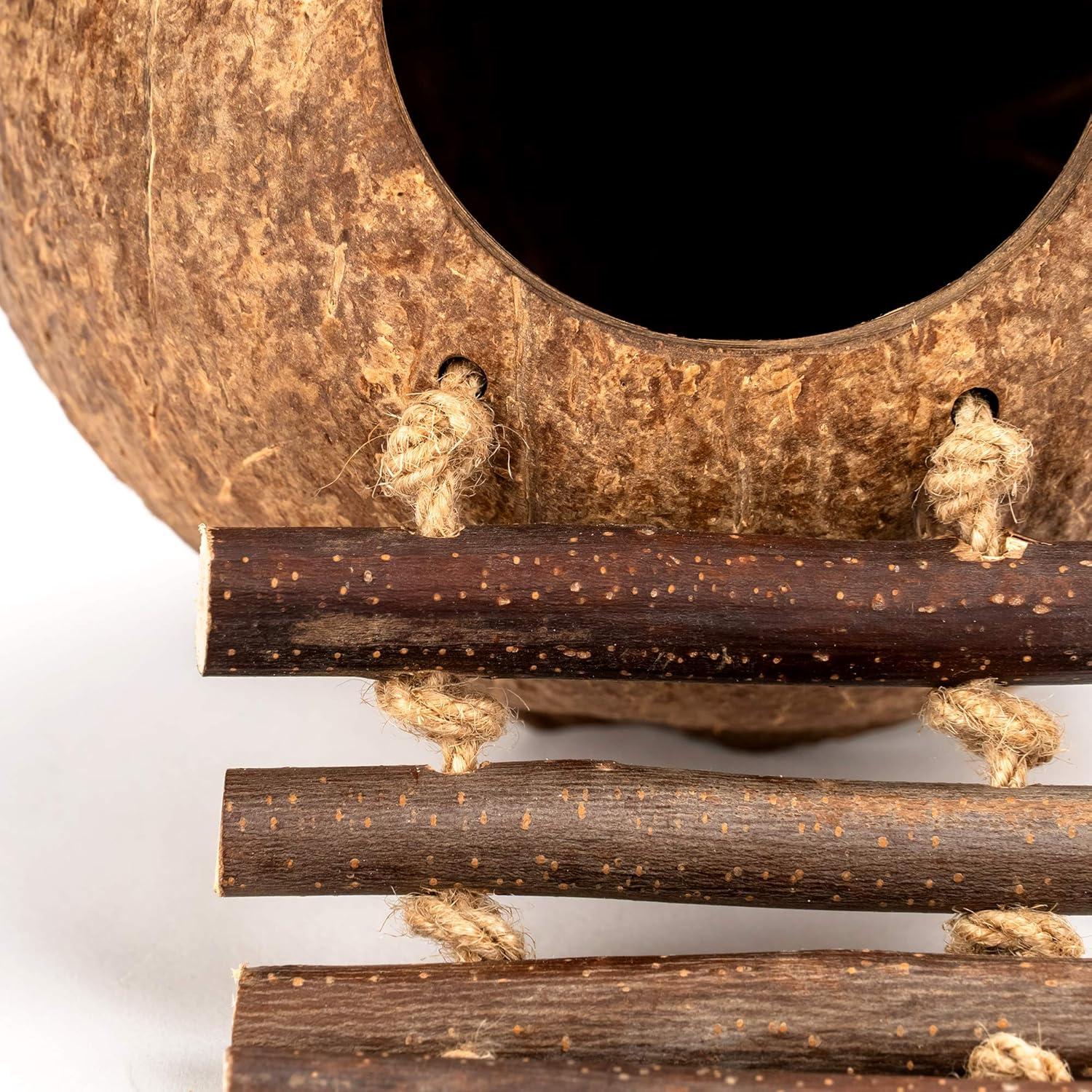 Casa Nido de Coco Andwe para Aves y Hámsters con Escalera