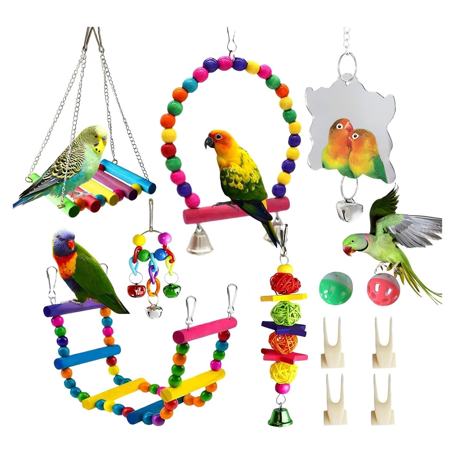 Juguetes para Aves YJCfurniture - 12 Piezas Columpios y Escaleras