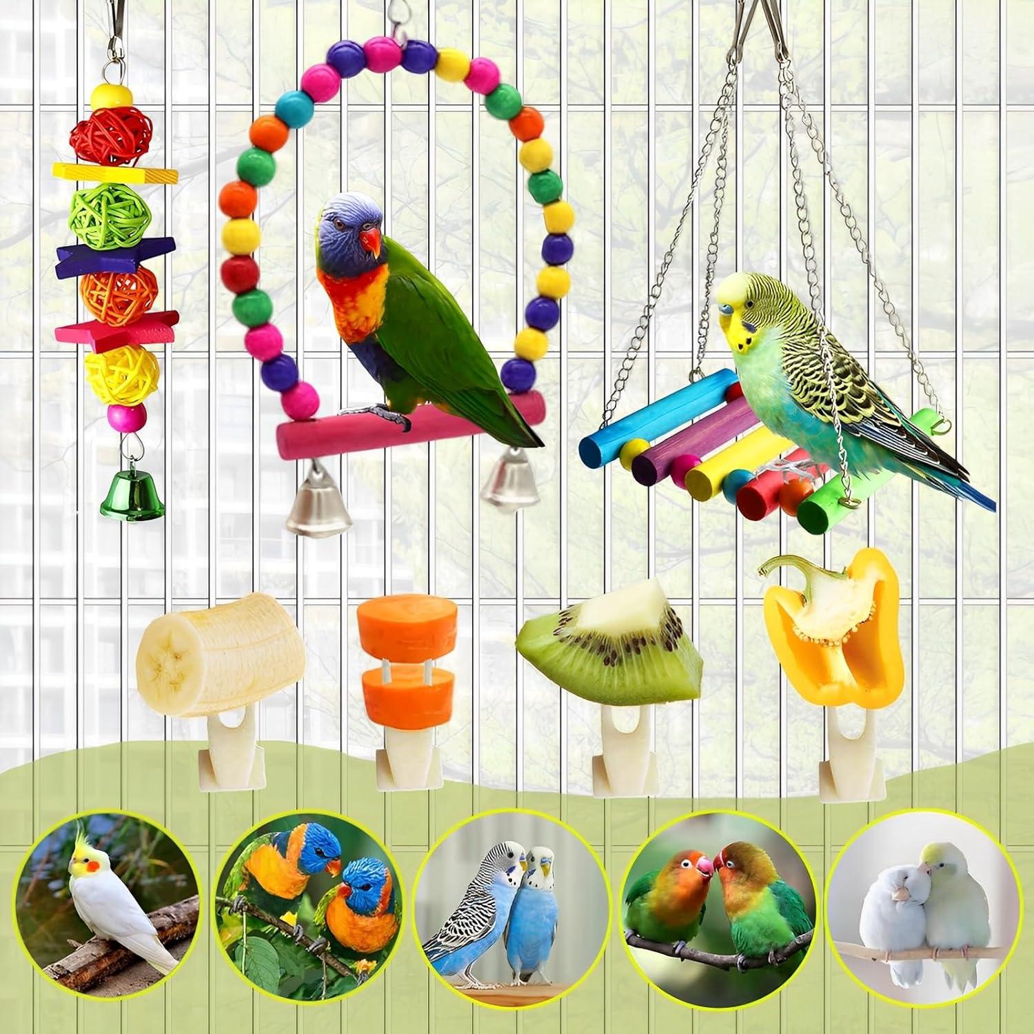 Juguetes para Aves YJCfurniture - 12 Piezas Columpios y Escaleras