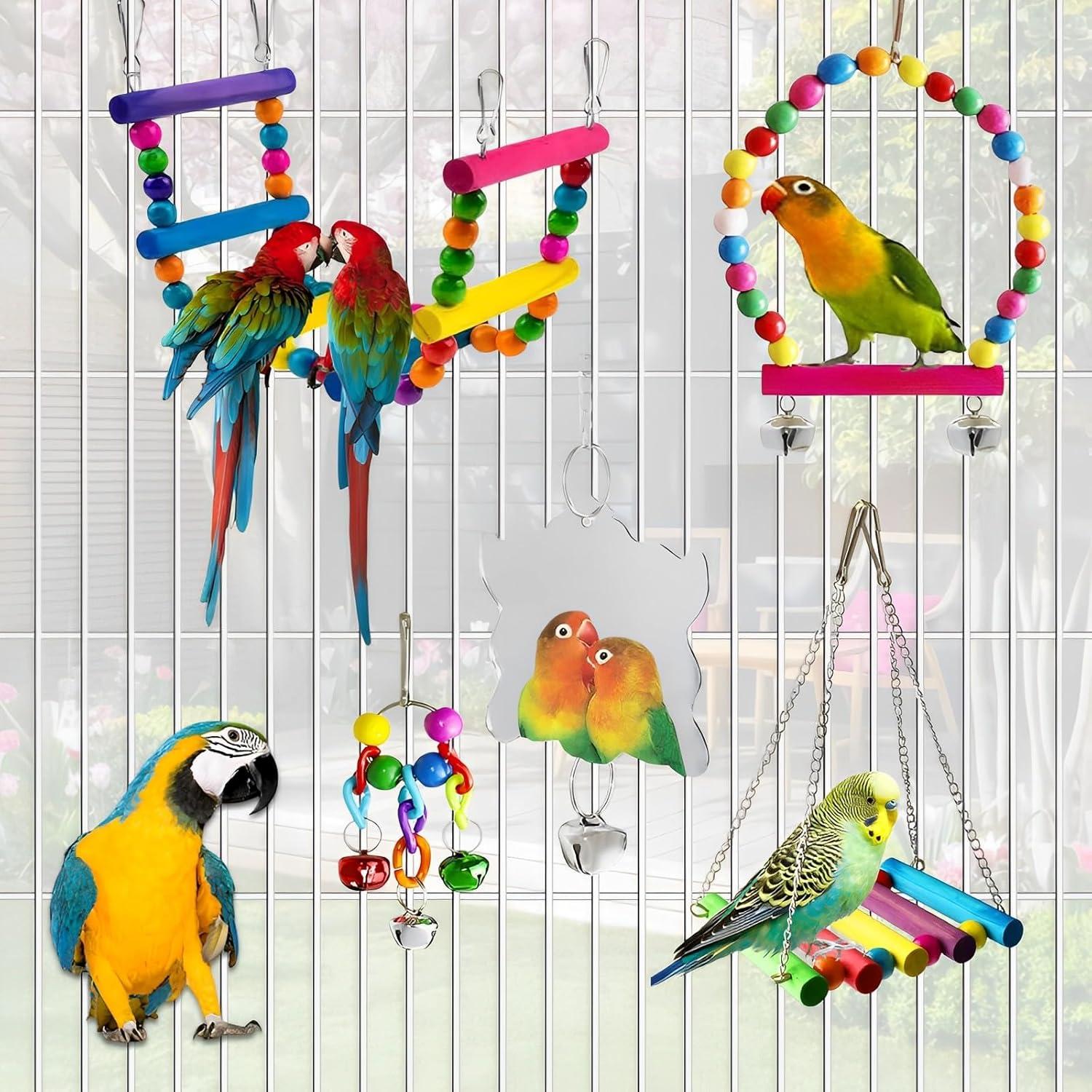 Juguetes para Aves YJCfurniture - 12 Piezas Columpios y Escaleras