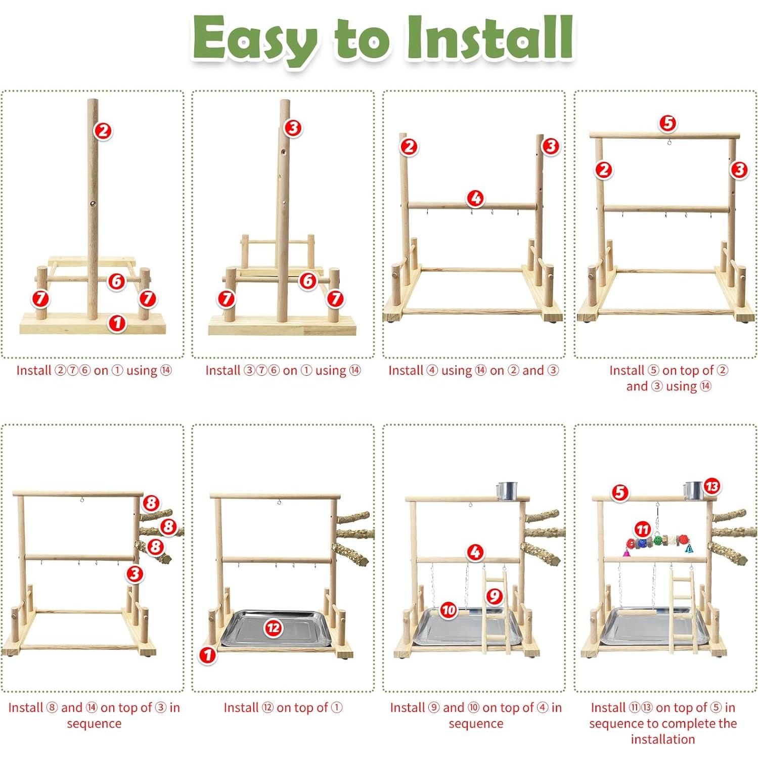 Gimnasio para Aves de Madera Natural Kathson 37.6x23.9 cm