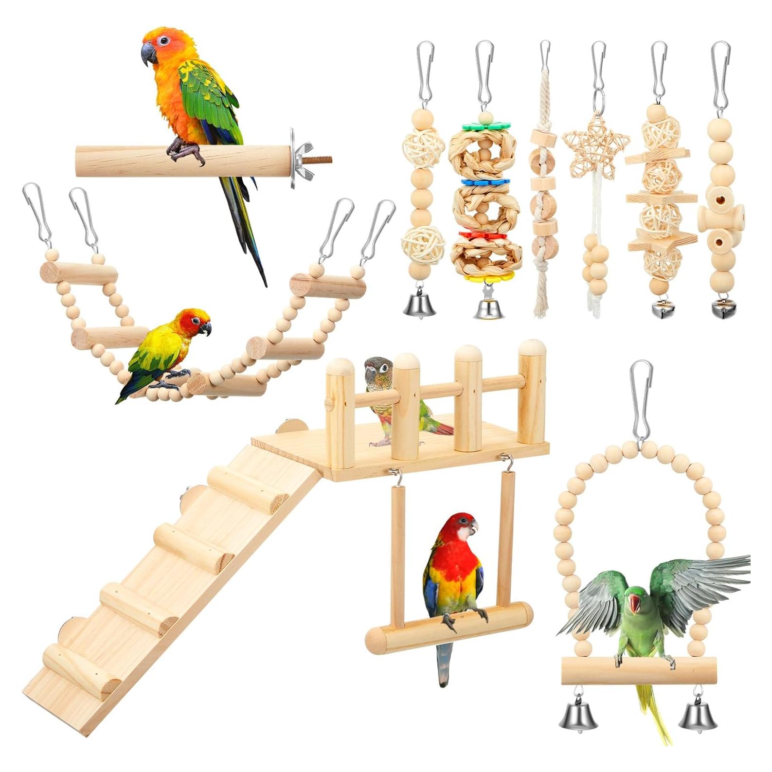 Kit de Juguetes para Aves Sonwyoung - 10 Piezas de Madera