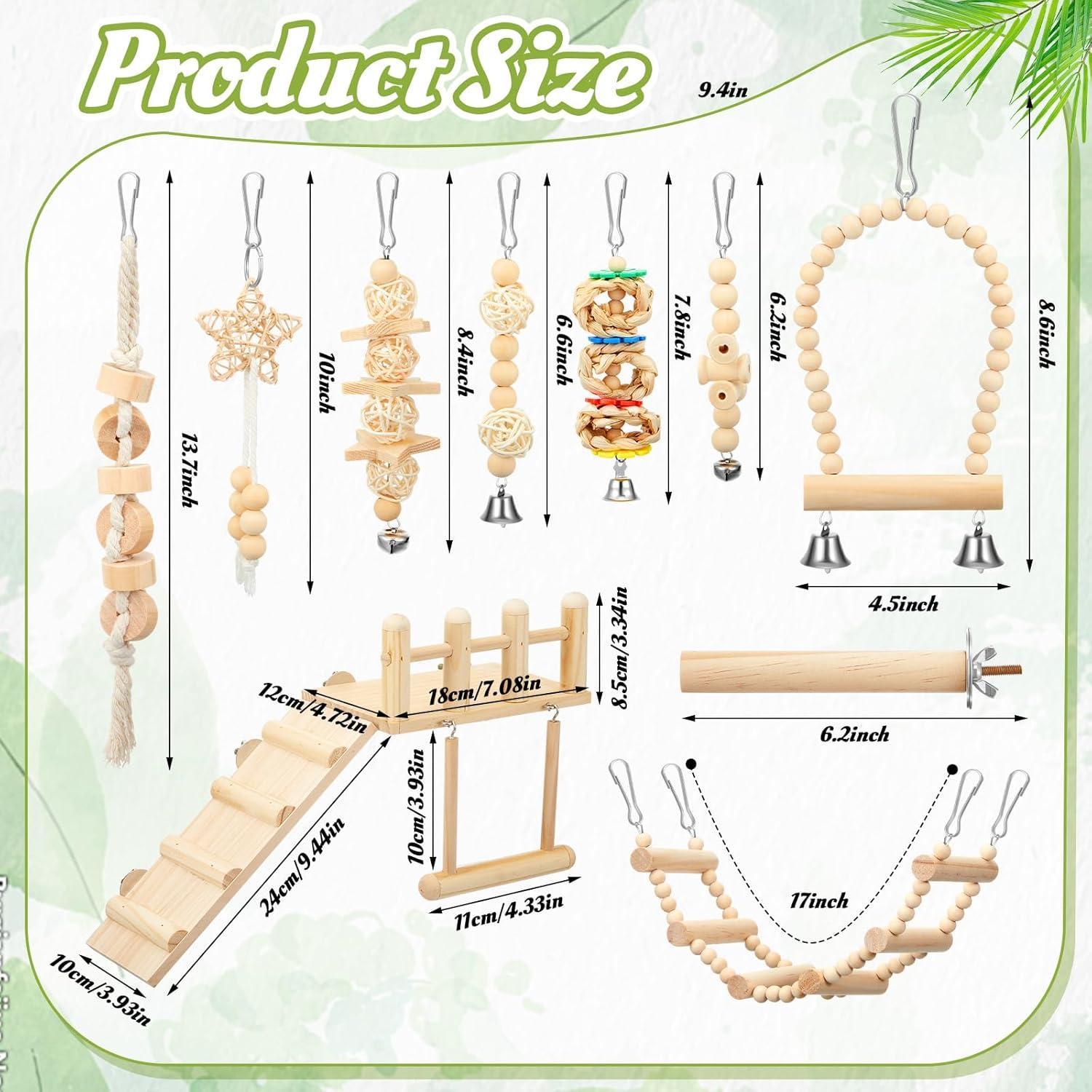 Kit de Juguetes para Aves Sonwyoung - 10 Piezas de Madera