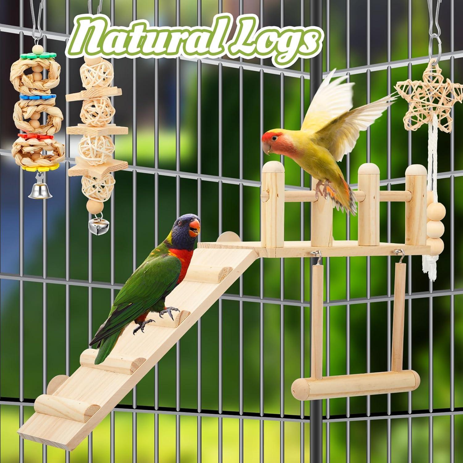 Kit de Juguetes para Aves Sonwyoung - 10 Piezas de Madera