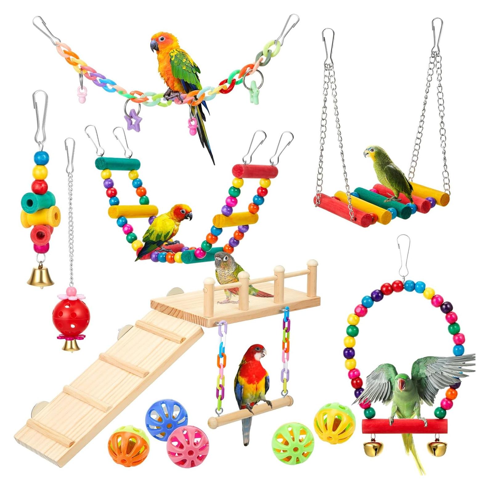 Juguetes para Aves Sonwyoung 12 Pcs Accesorios Jaula