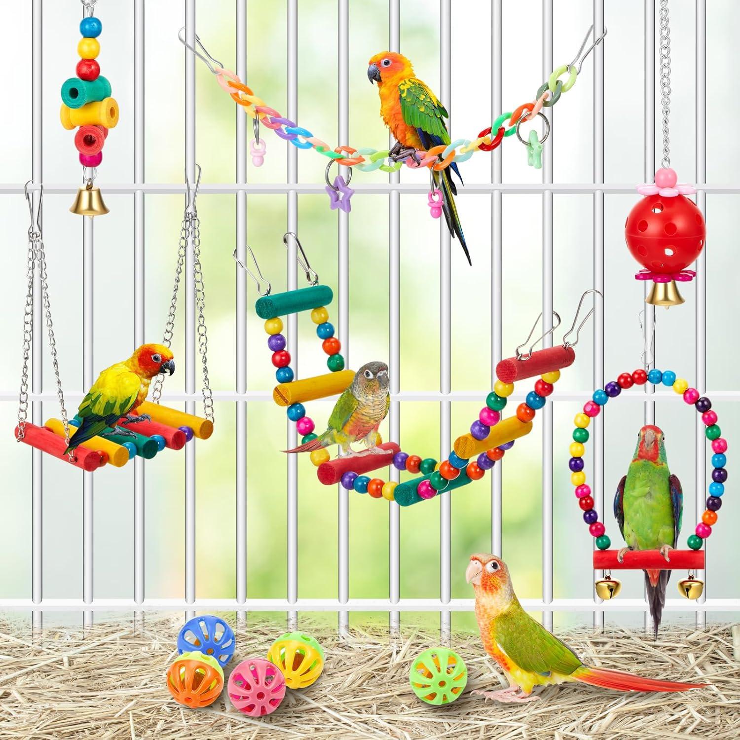 Juguetes para Aves Sonwyoung 12 Pcs Accesorios Jaula