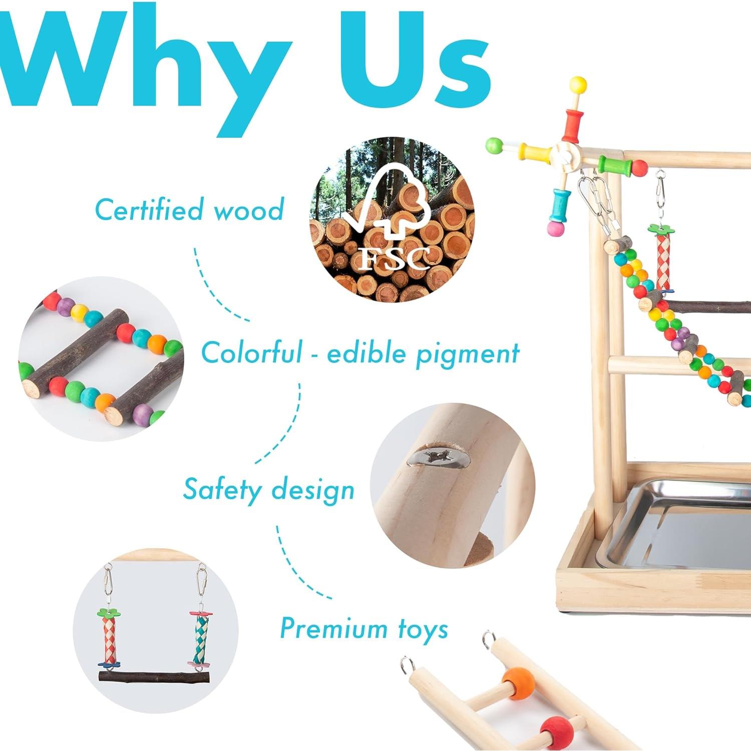 Parque para Aves Wondwo con Juguetes y Comedero 38x29x45cm