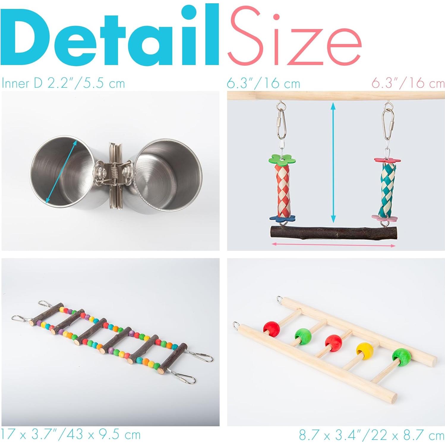 Parque para Aves Wondwo con Juguetes y Comedero 38x29x45cm