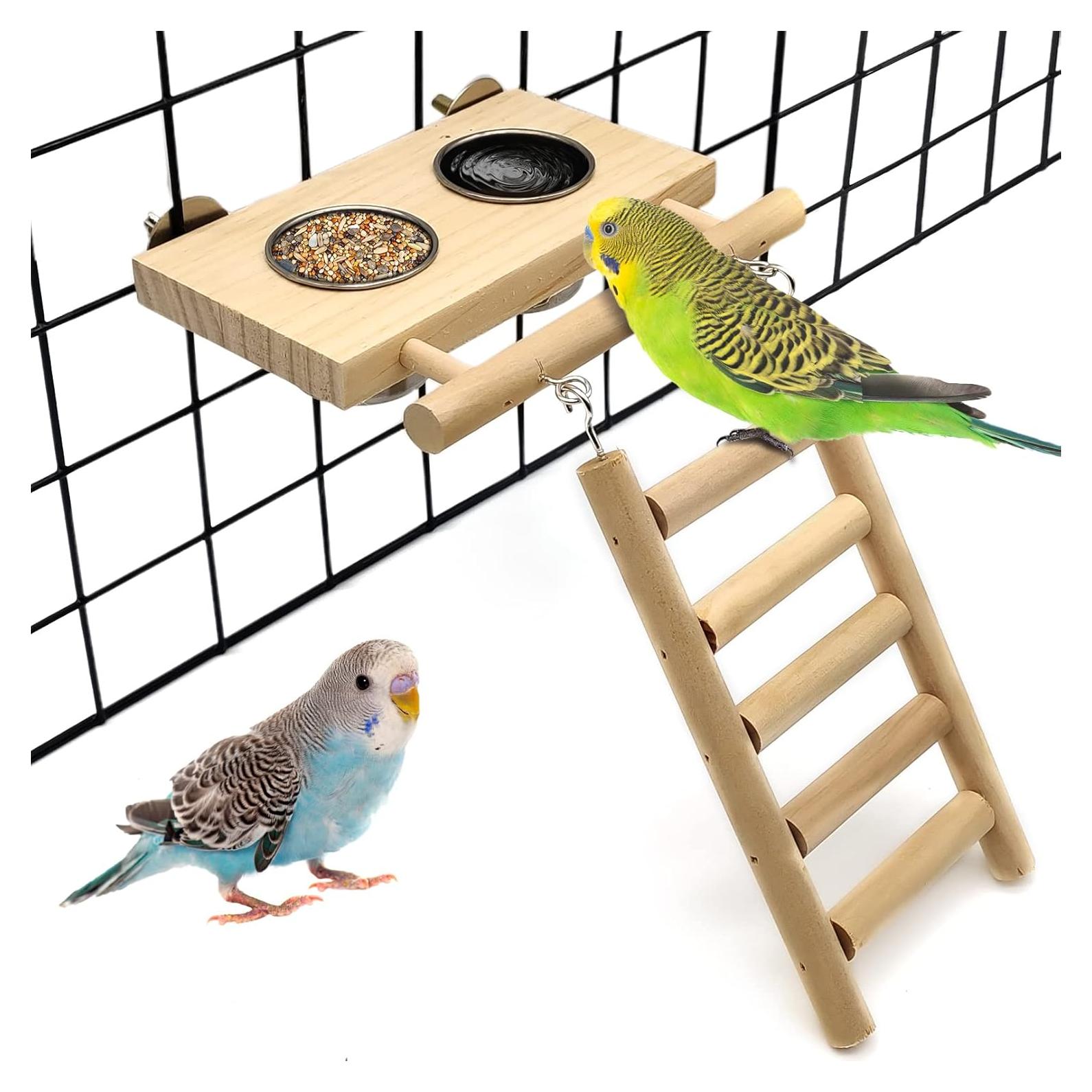 Juego de Comederos para Aves Tfwadmx con Soporte de Madera