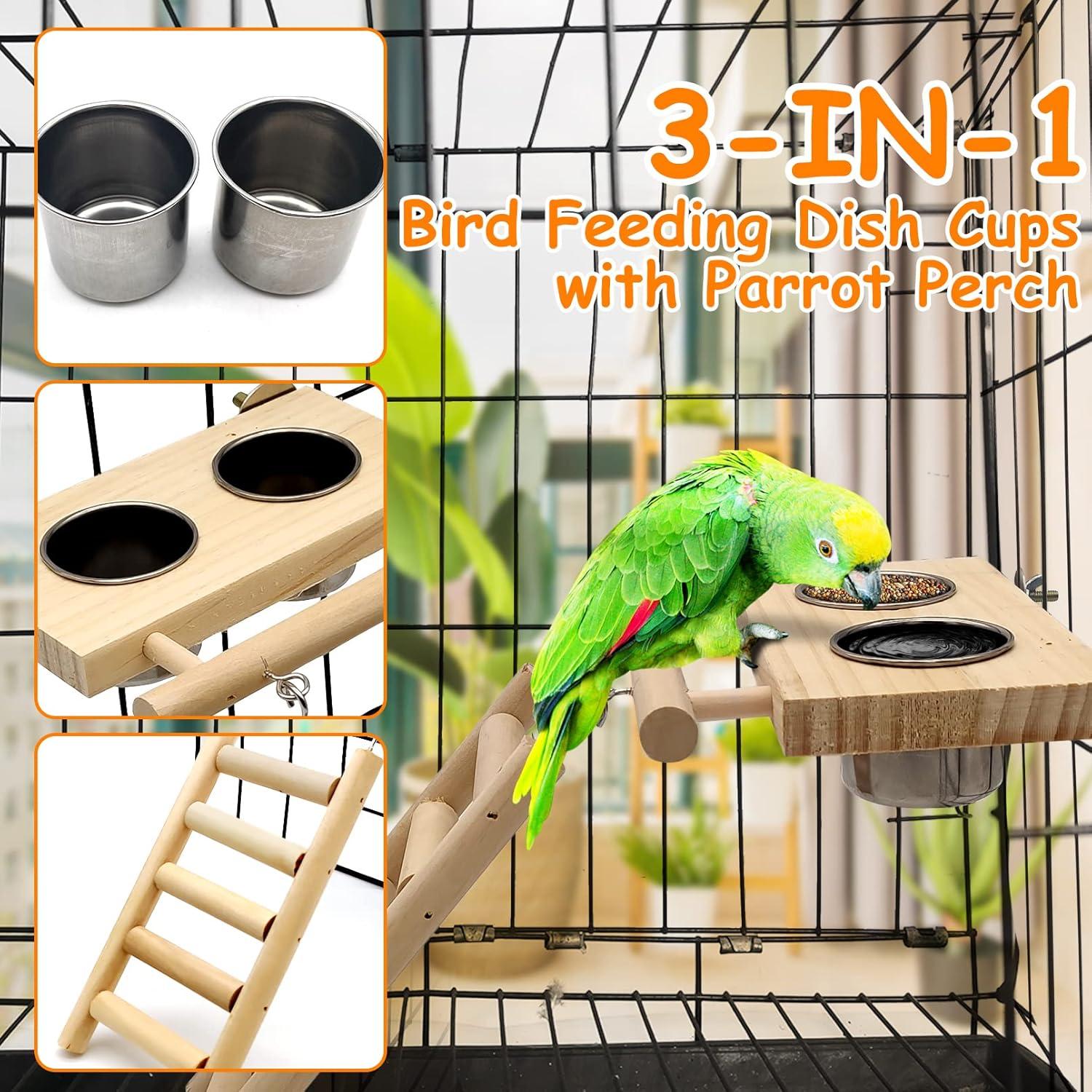 Juego de Comederos para Aves Tfwadmx con Soporte de Madera