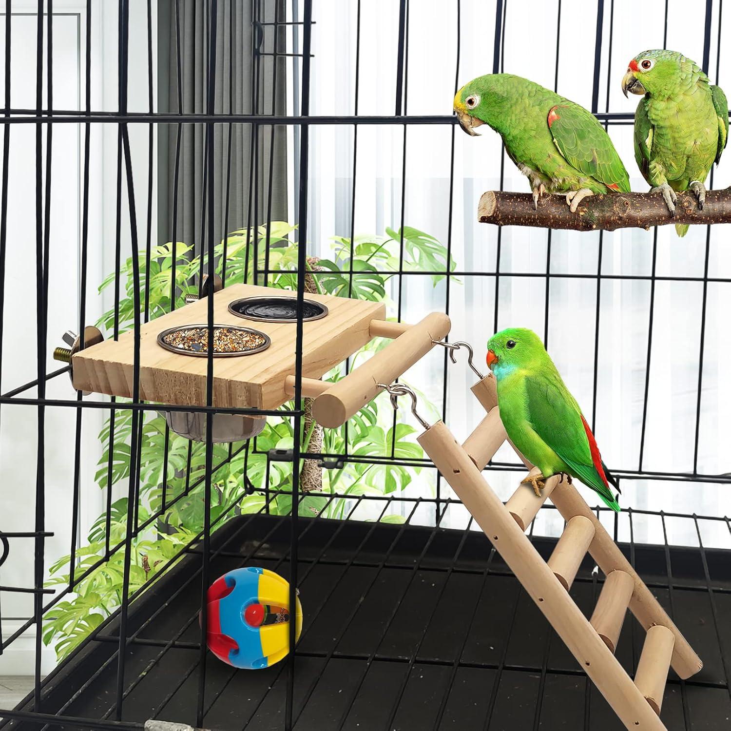 Juego de Comederos para Aves Tfwadmx con Soporte de Madera