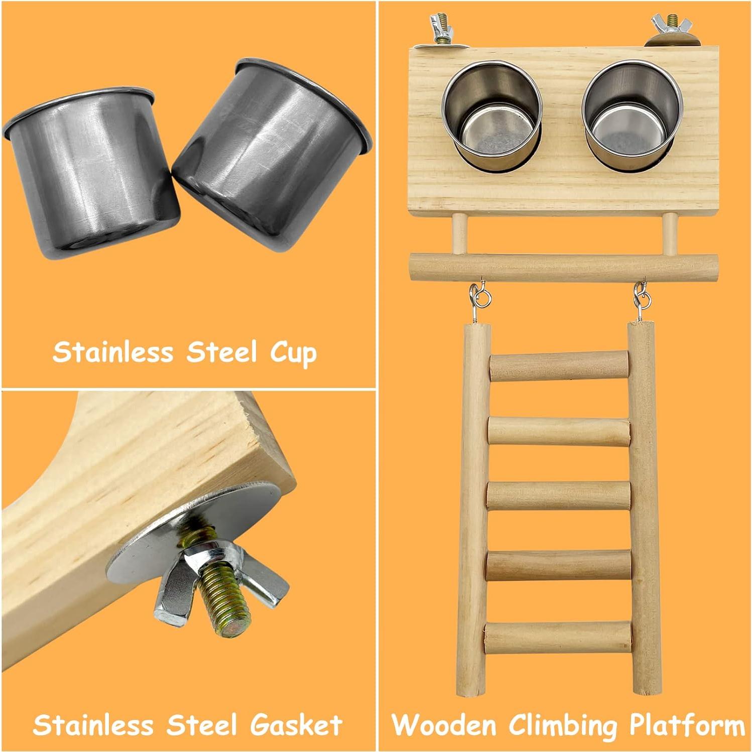 Juego de Comederos para Aves Tfwadmx con Soporte de Madera