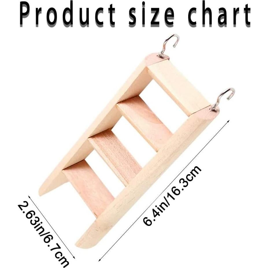 Escalera de Madera Natural para Hámster - Juguete para Mascotas