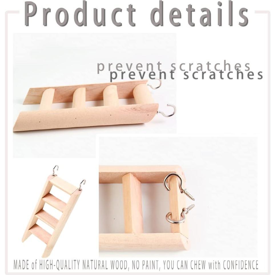 Escalera de Madera Natural para Hámster - Juguete para Mascotas