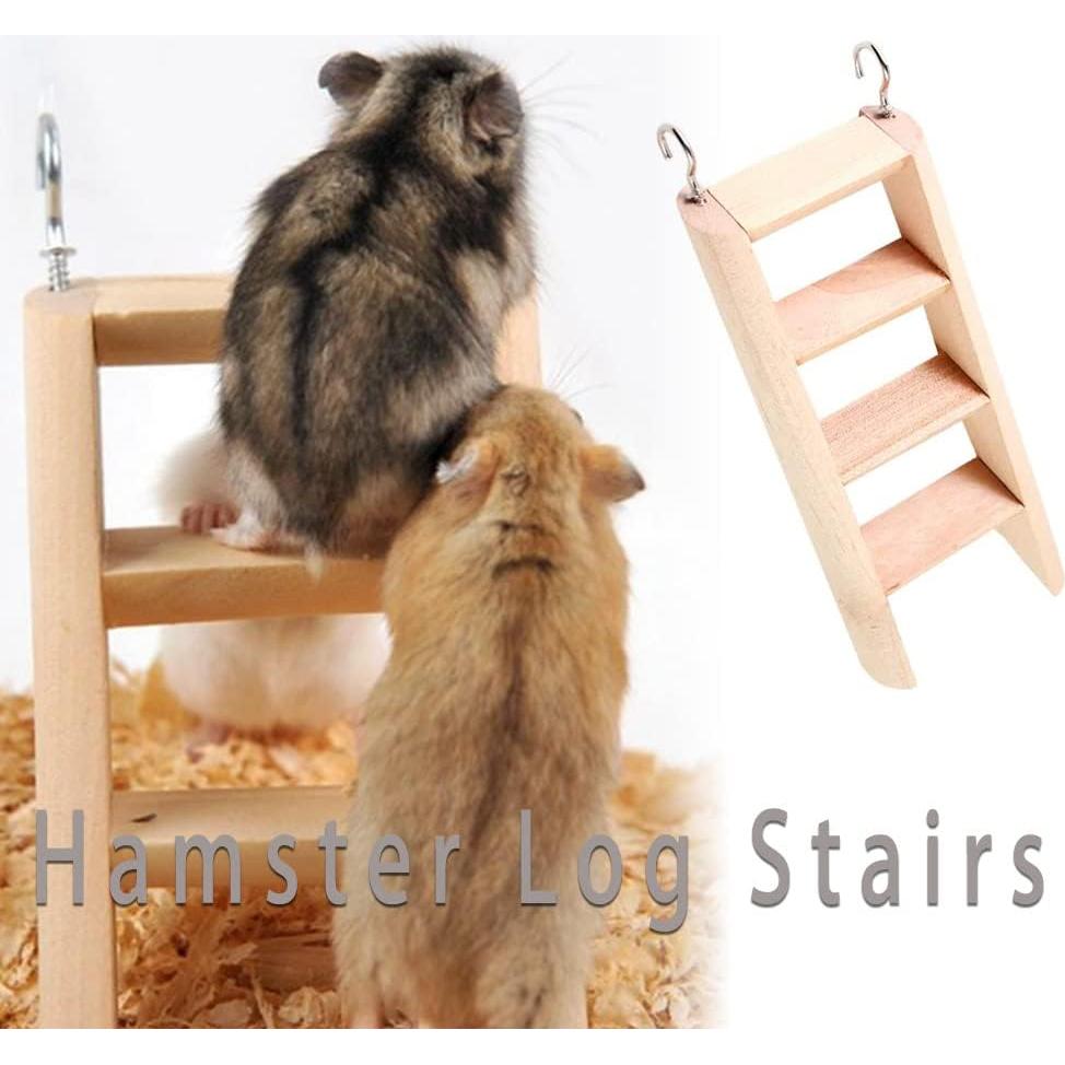 Escalera de Madera Natural para Hámster - Juguete para Mascotas