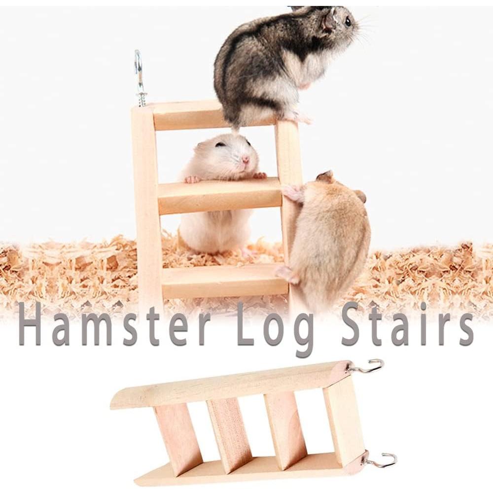 Escalera de Madera Natural para Hámster - Juguete para Mascotas