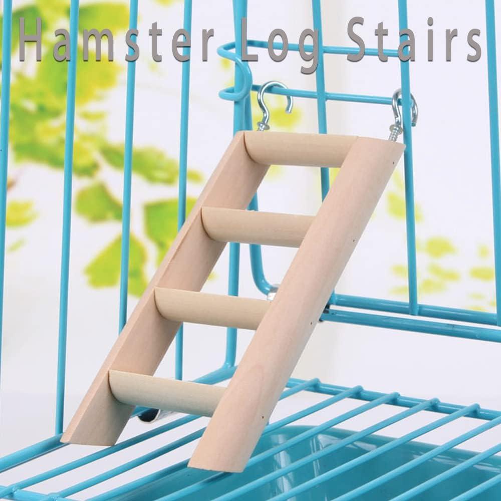 Escalera de Madera Natural para Hámster - Juguete para Mascotas