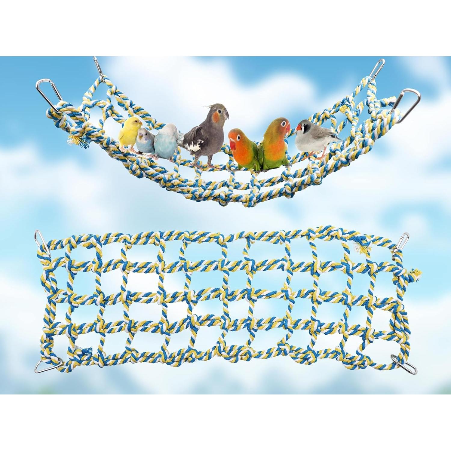 Red de Cuerda Colorida Dnoifne 50x19 cm para Aves y Mascotas