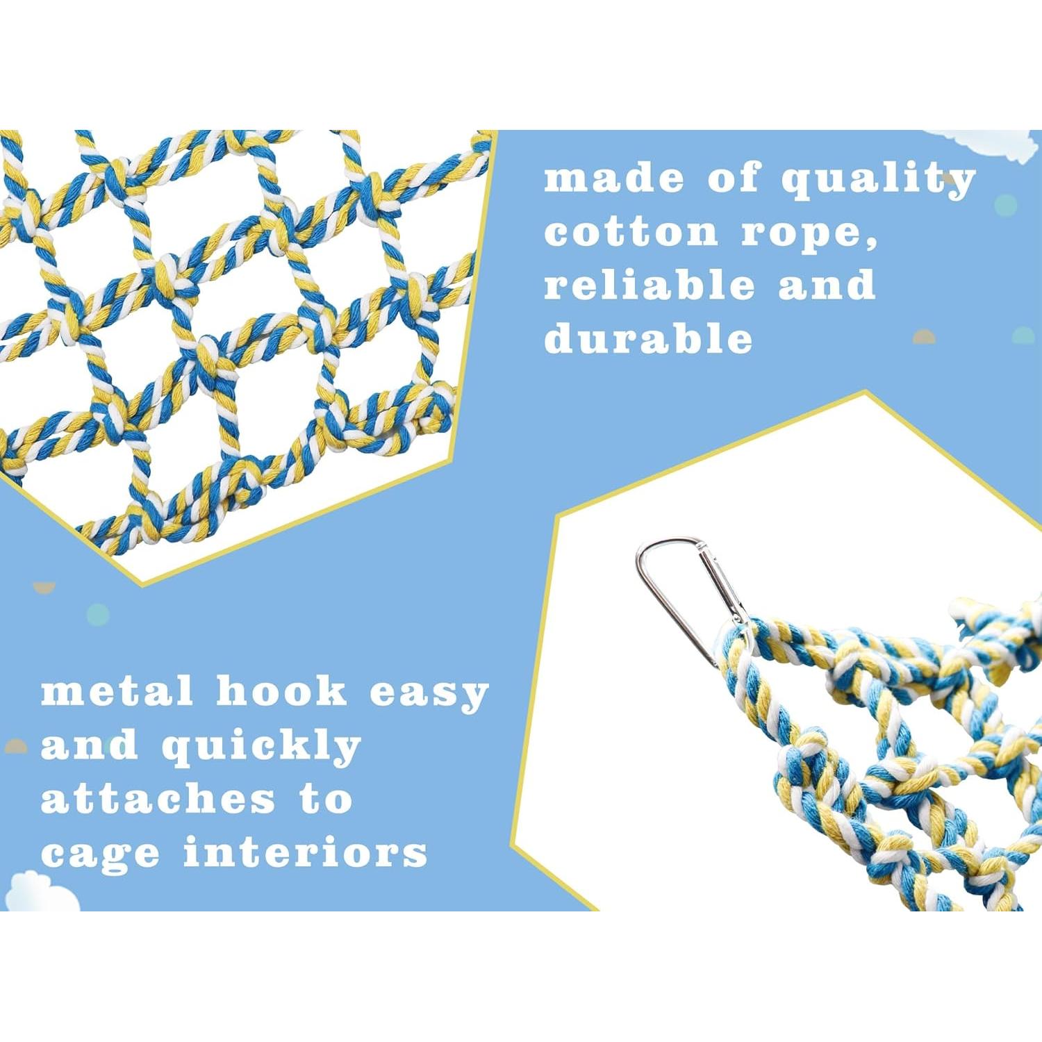 Red de Cuerda Colorida Dnoifne 50x19 cm para Aves y Mascotas