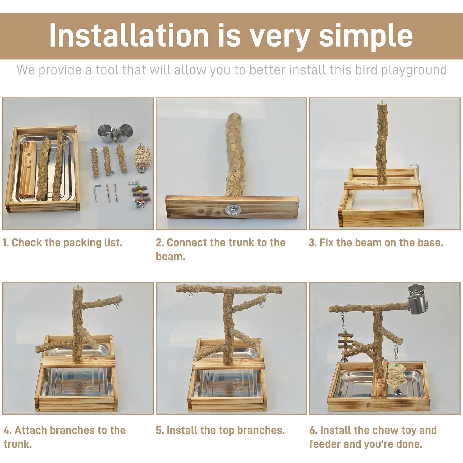Parque de Juguetes para Aves LIMIO 34.3x24.1 cm con Tazas