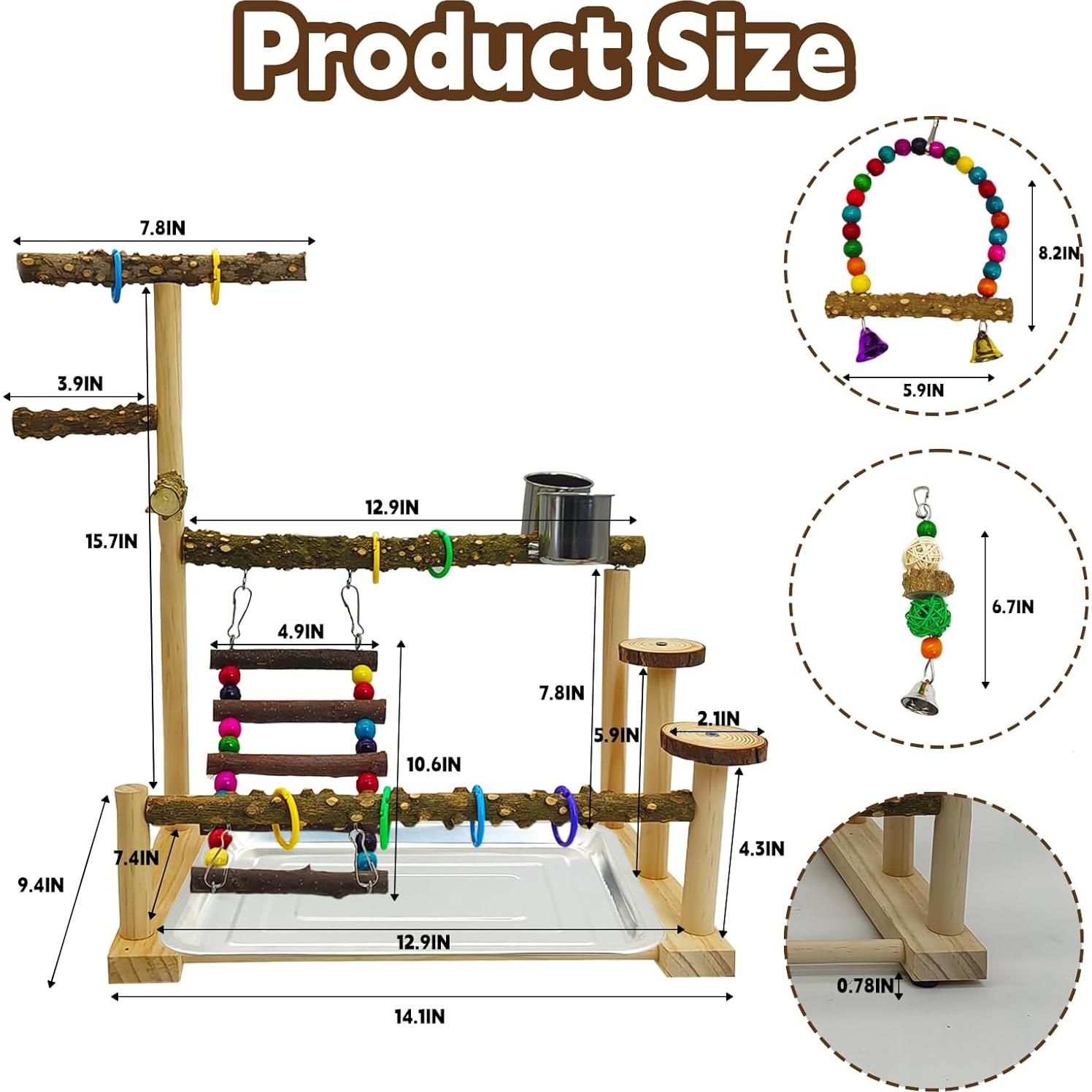 Soporte de Juego para Aves Kathson 35.8x23.9cm Madera Natural