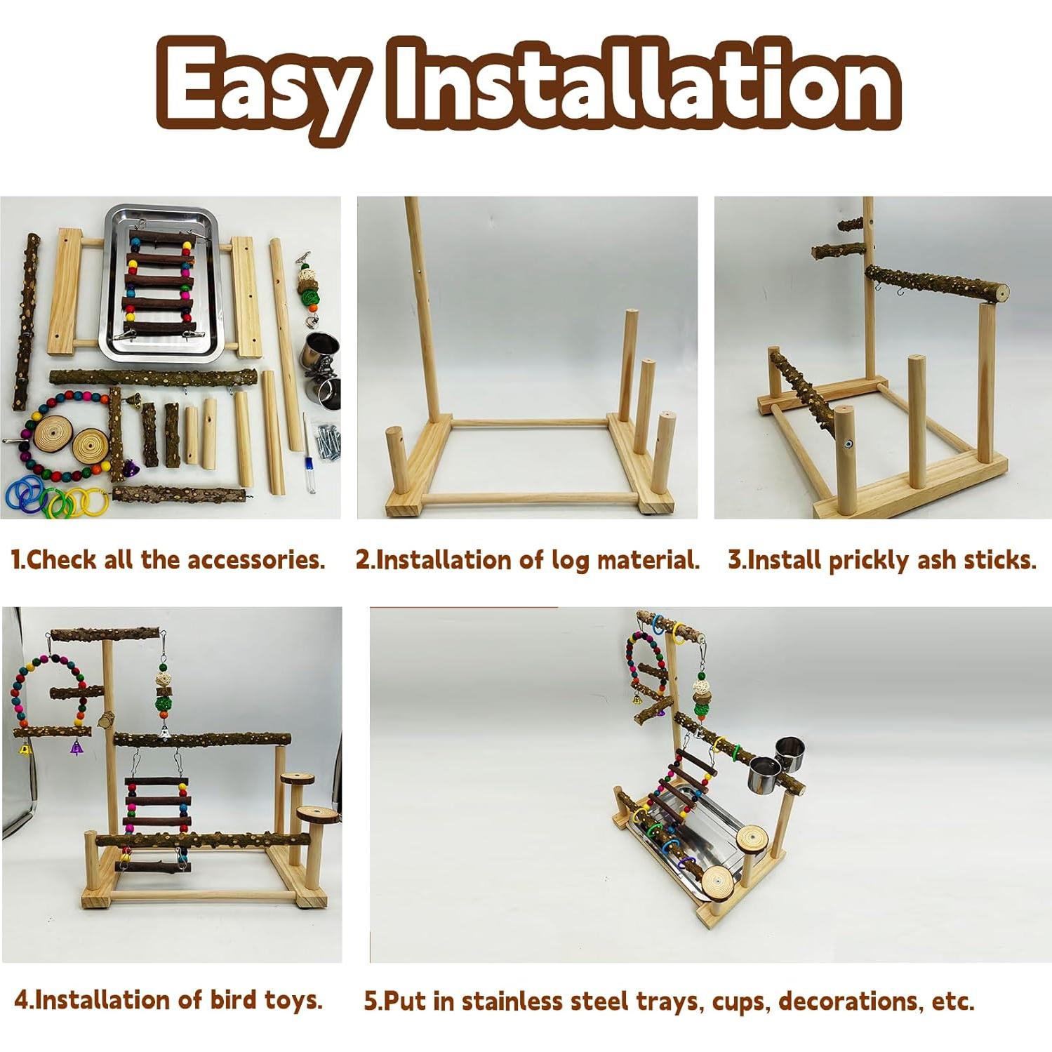 Soporte de Juego para Aves Kathson 35.8x23.9cm Madera Natural