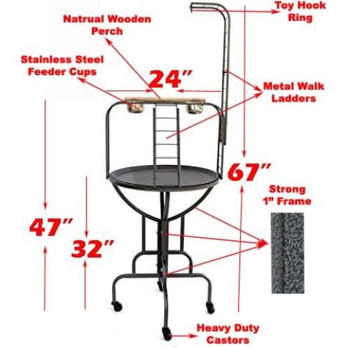 Jaula para Loros Mcage 61x60x170 cm Hierro Forjado con Ruedas