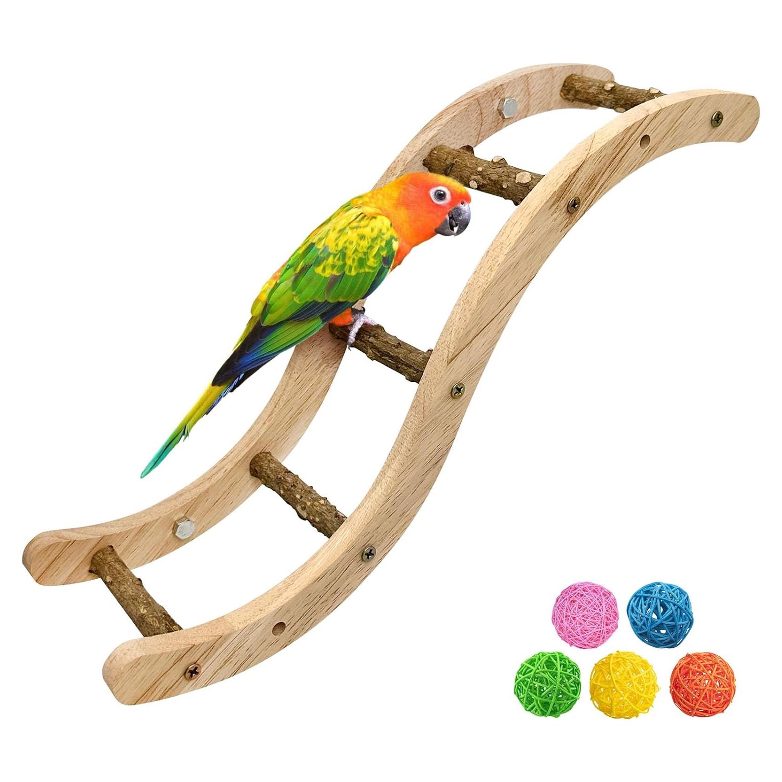 Escalera de Madera Natural Hamiledyi para Aves 18.4x10cm