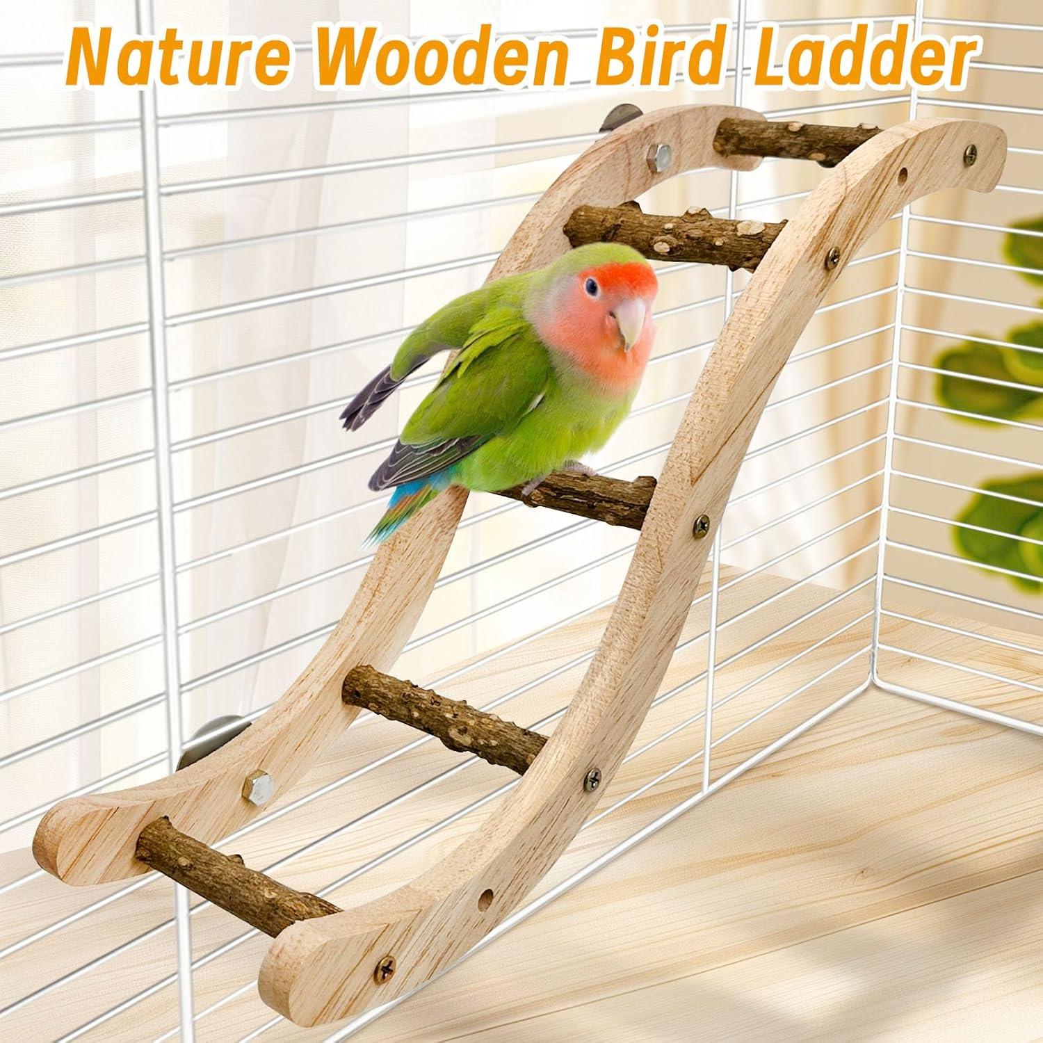 Escalera de Madera Natural Hamiledyi para Aves 18.4x10cm
